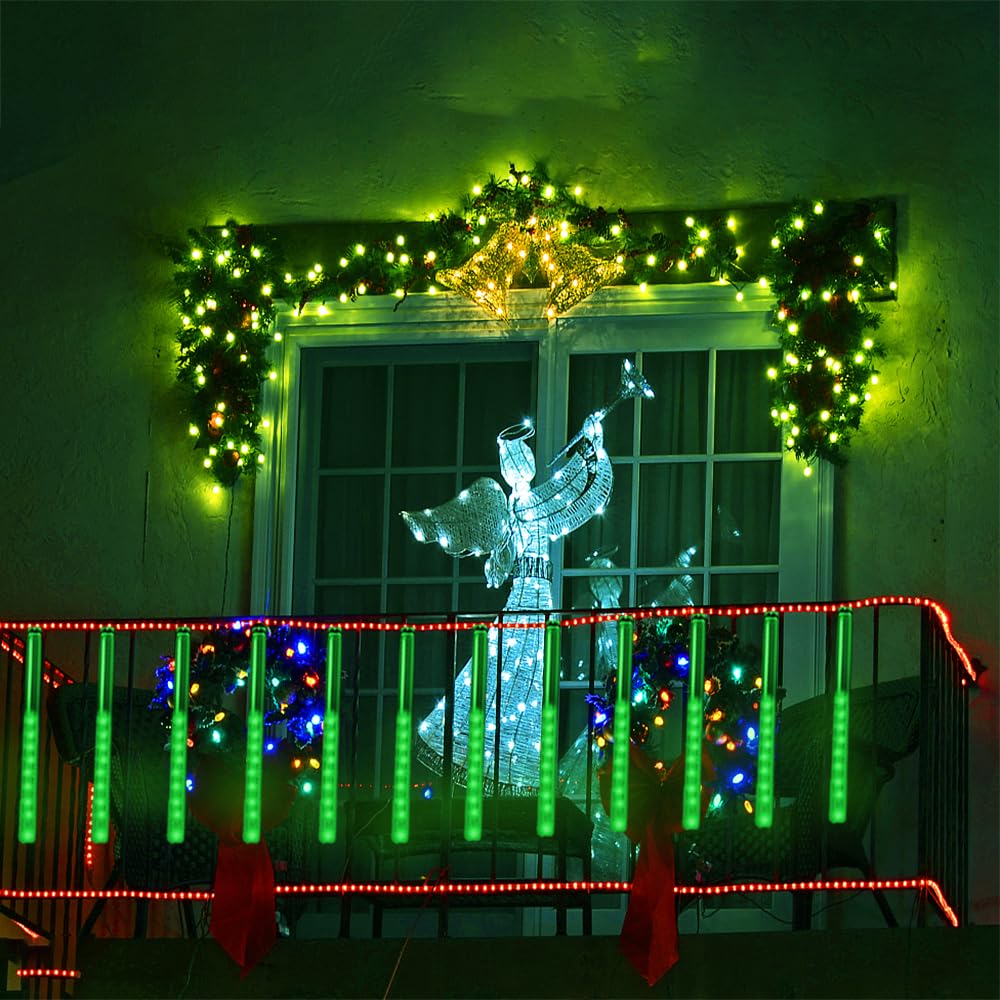 Halloween Lights Outdoor, Kwaiffeo 24 Tubes Meteor Shower Lights(Equivalent To 3 Sets Of 8-Tube)For Halloween Christmas Decorati