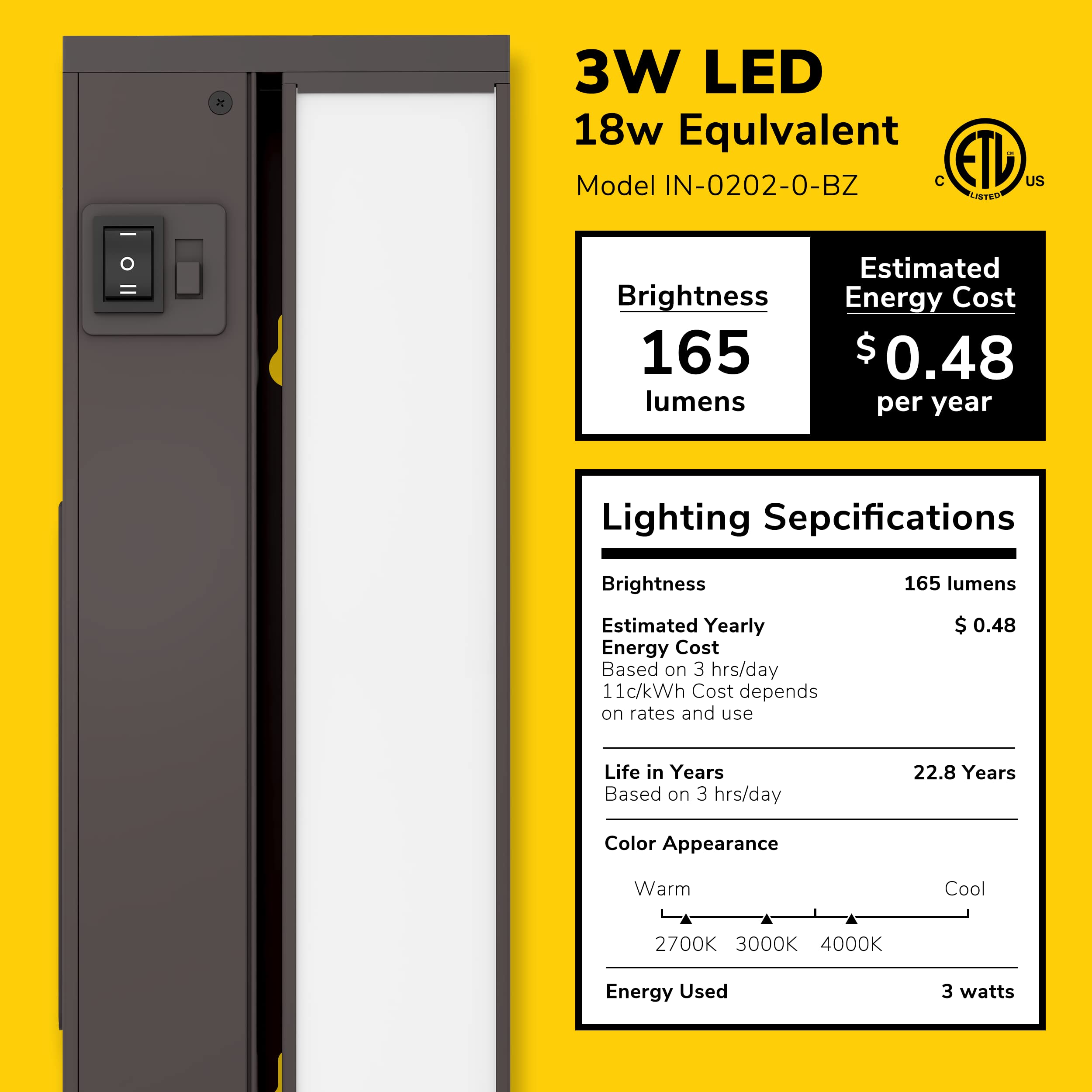 Getinlight 9-Inch Swivel Led Under Cabinet Lights, Glass Lens, Selectable White 2700K/4000K/5000K, Dimmable With Wall Dimmers, B