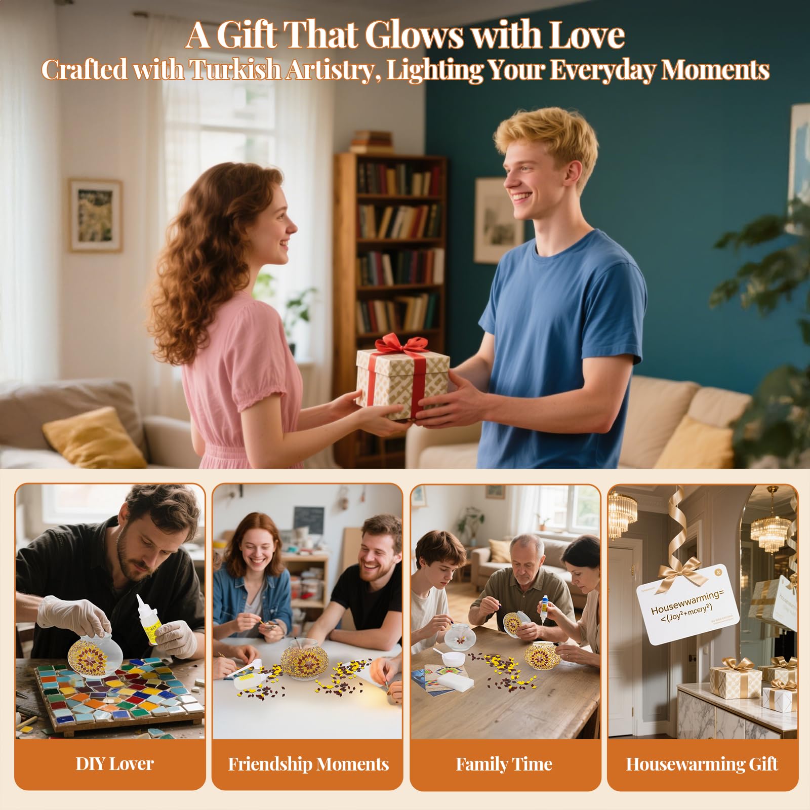 Bohmr Diy Turkish Mosaic Lamp Kit For mature-themeds Swan-Neck Stained Glass Lamp Making Kit- Easy Fun No Experience Needed  Mosaic Art & Craft Project Kits For mature-themeds & Teens Make Your Own Table Lamp Amber