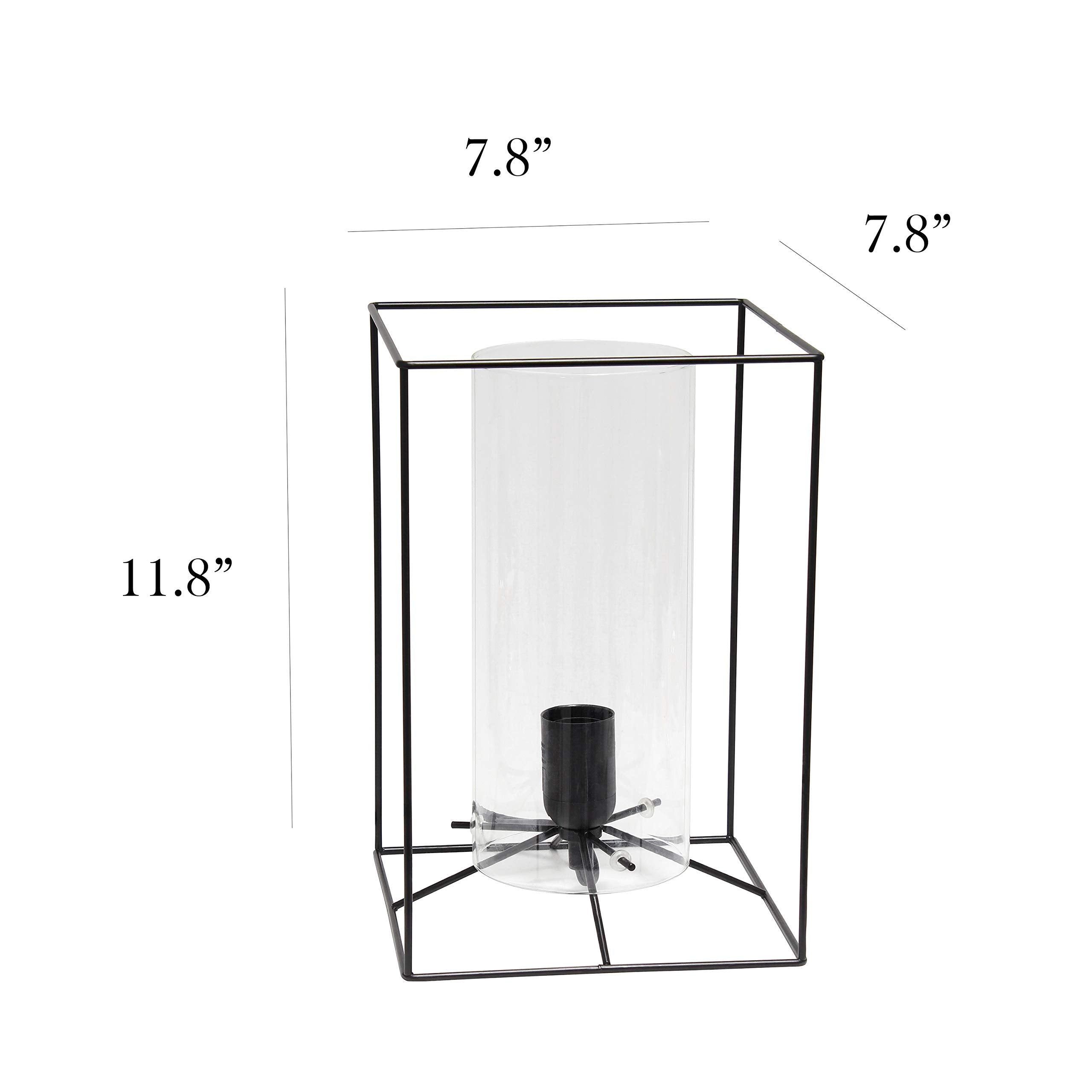 Elegant Designs LT2070-CLR Large Table Lamp, Metal, Black & Clear, 11.8in
