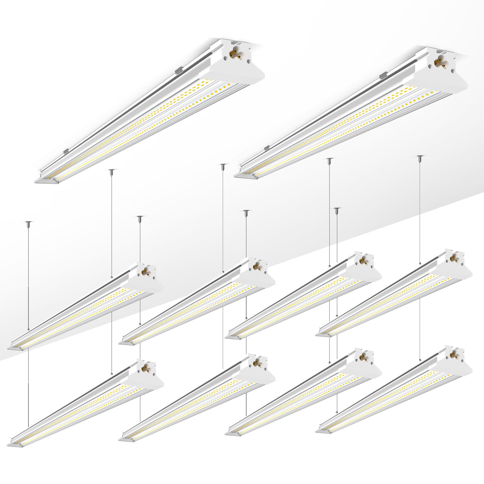 ELEKICO Super Bright 60W Hanging/Surface Mount 10000lm 5000k Linkable 4FT Led Shop Light with Plug,AC100-277V 4' Led Shop Light 