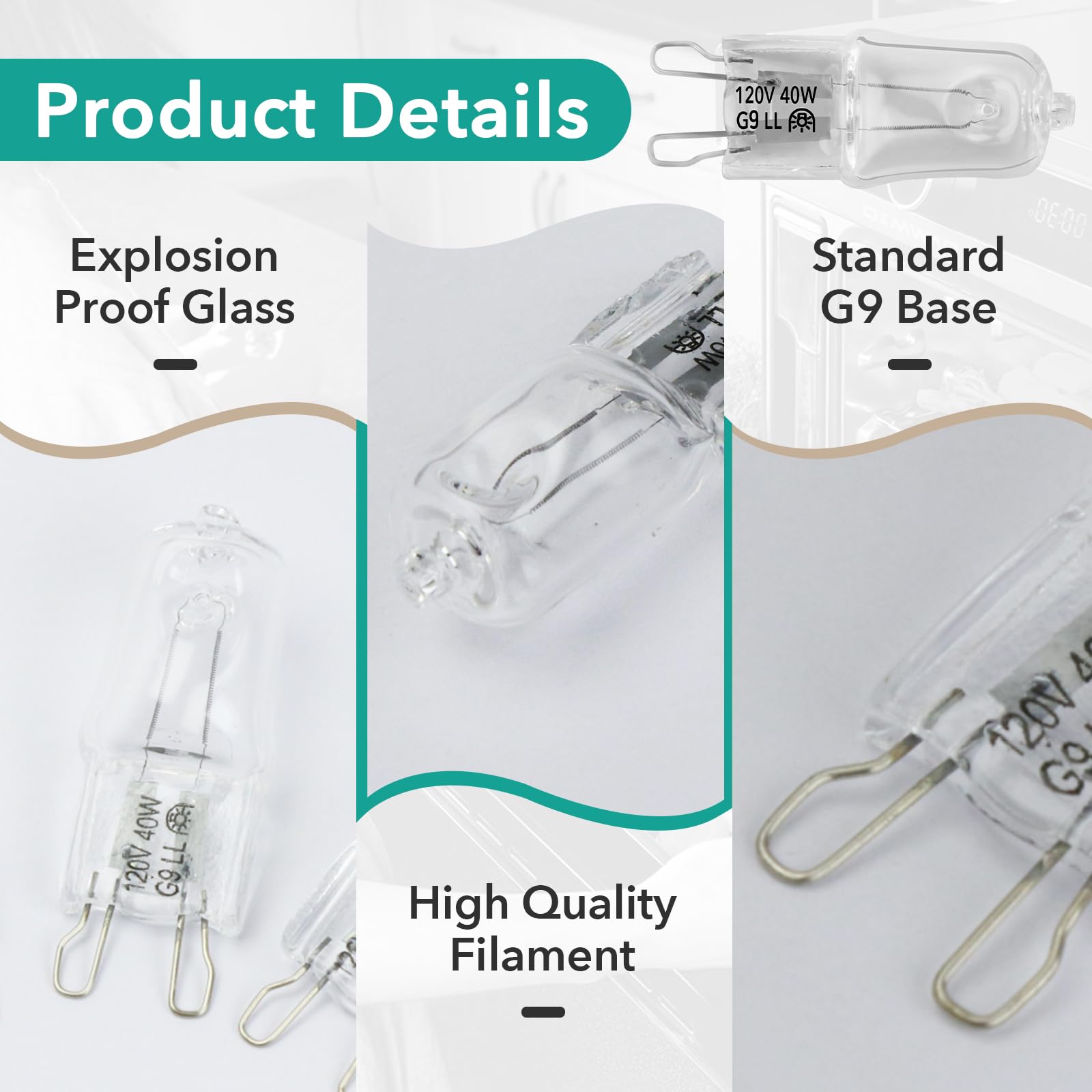 4Pcs Wb25T10102 Lamp Halogen Bulb - G9 Bulb 40W 120V (Replaces 318946400, 3025992, Wb08T10045) - Oven Light Bulbs Compatible Wit