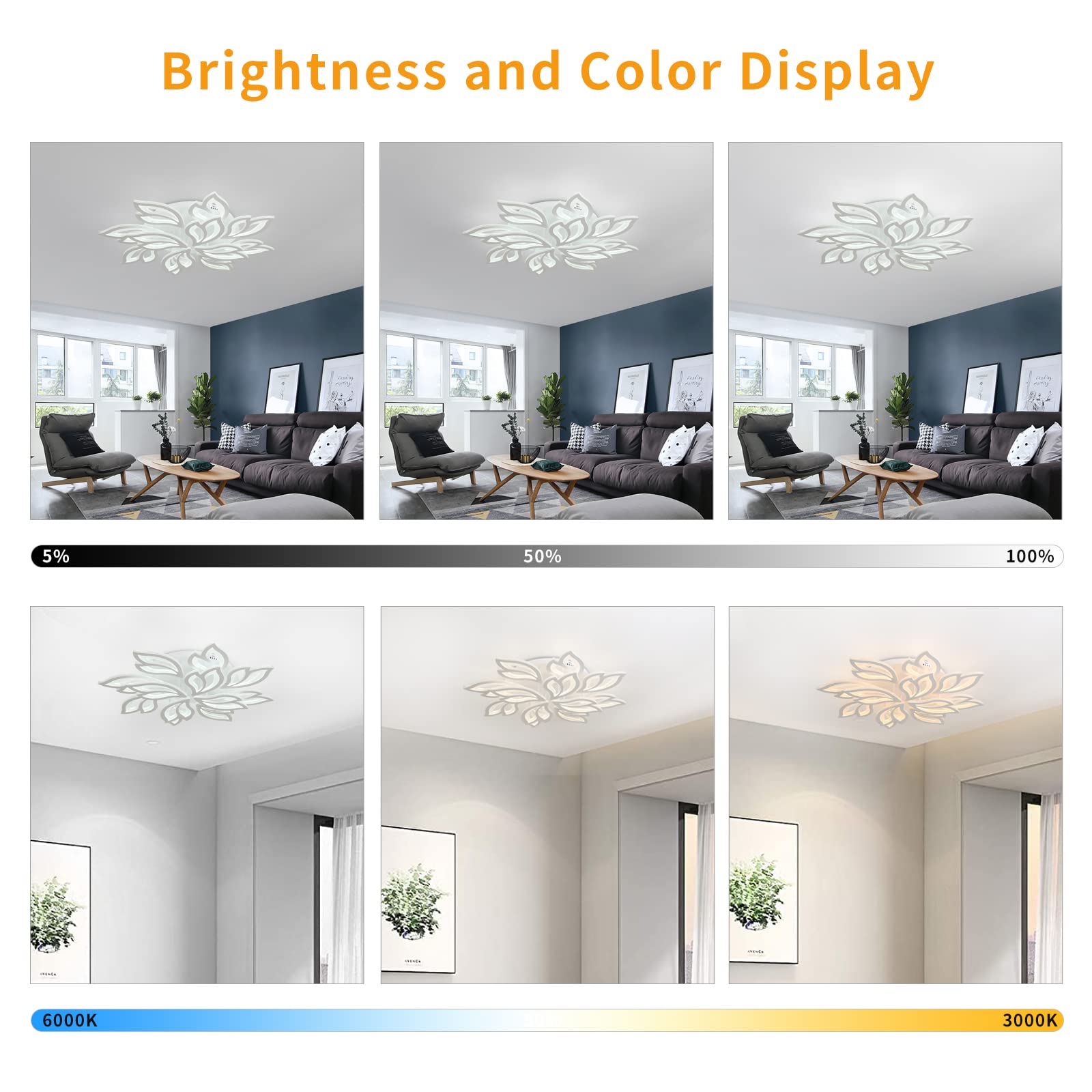 Garwarm Modern Ceiling Light,32Dimmable Led Chandelier Flush Mount Ceiling Lights,Remote Control Acrylic Leaf Ceiling Lamp Fixtu