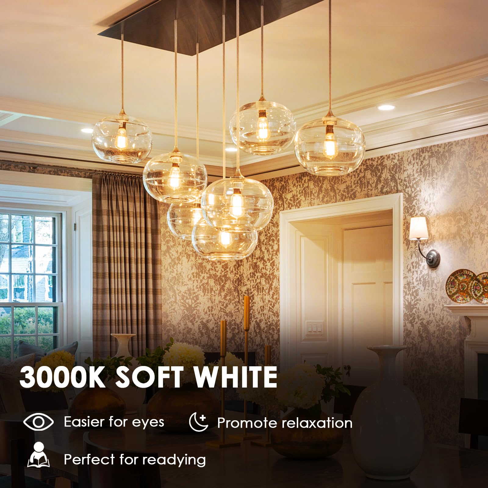 Dimmable Led Edison Bulbs 9W (80 Watt Equivalent) 1100 Lumens, 3000K Soft White, St64 E26 Base Led Light Bulbs, Vintage Clear Gl