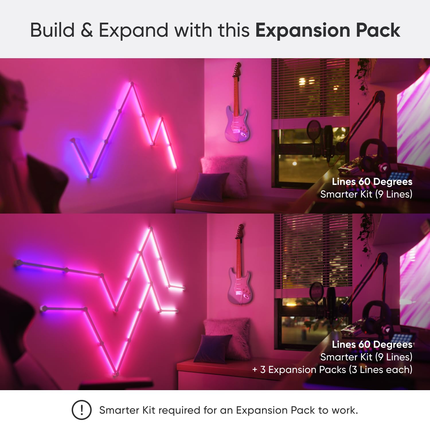 Nanoleaf Lines LED Wall Lights, RGBW Smart Light Bars, 60° 3PK, Multicolor, Model NL59-E-0001LW-3PK, WiFi, Alexa &