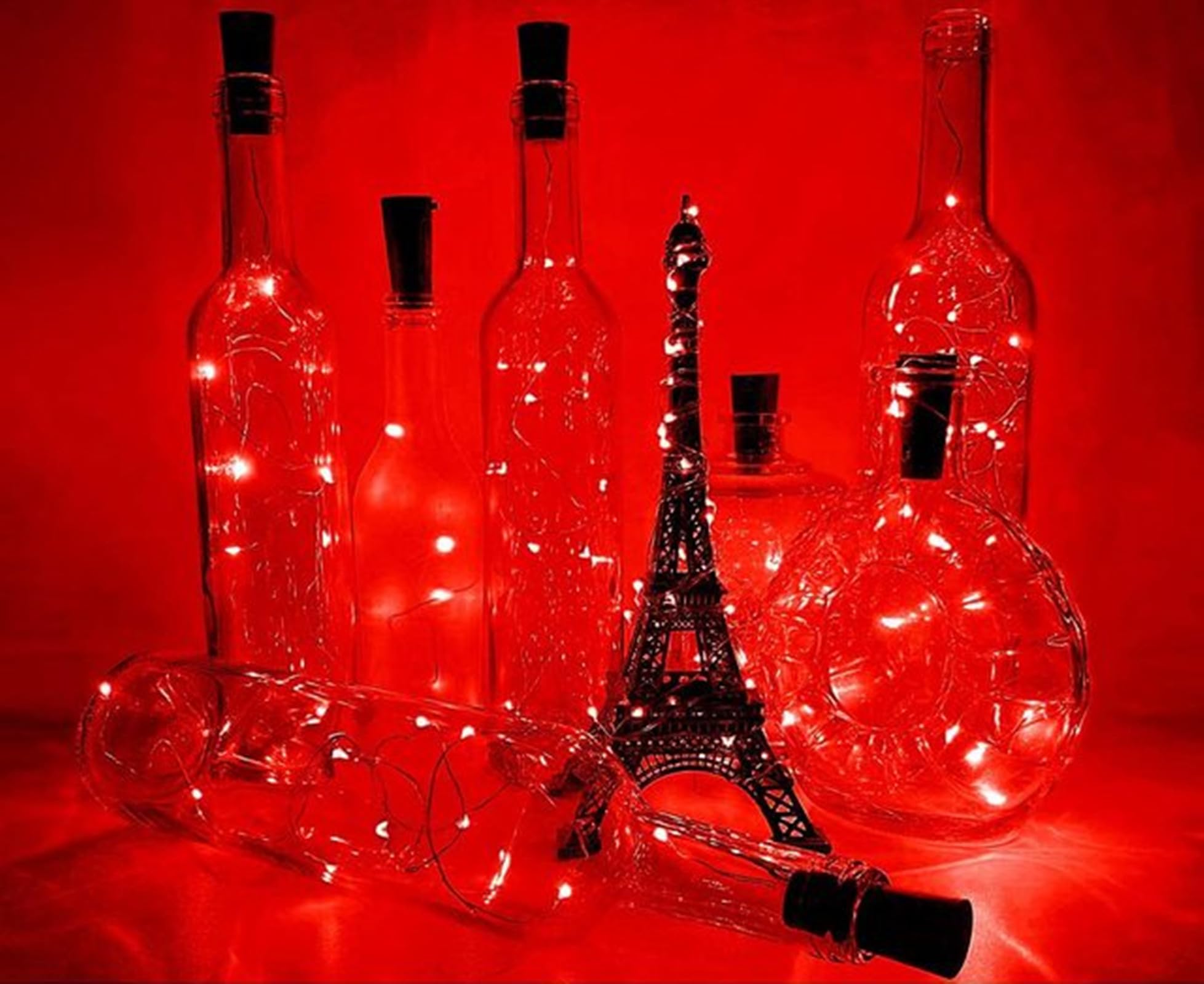Ranlraka Bottle Lights 20 LEDs Cork Lights for Beverage Bottles Battery (Included) Powered Red Fairy Lights Mini String Lights for DIY Jar Lighting Indoor Bedroom Party Wedding Christmas Halloween Decor