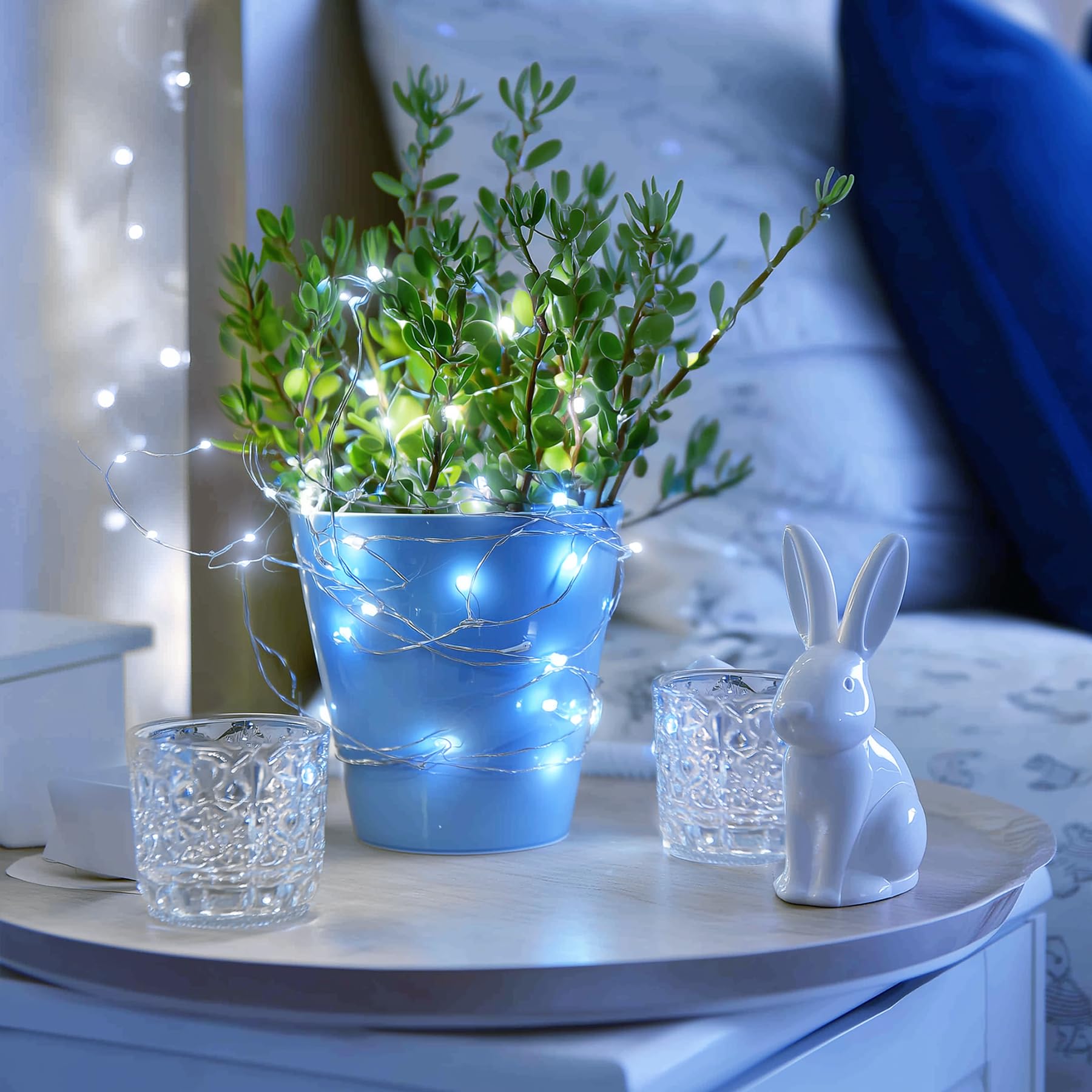 JMEXSUSS 4 Pack 50 LED White Fairy Lights Battery Operated - 16.1ft Mini Christmas Twinkle Lights Indoor Outdoor Waterproof for