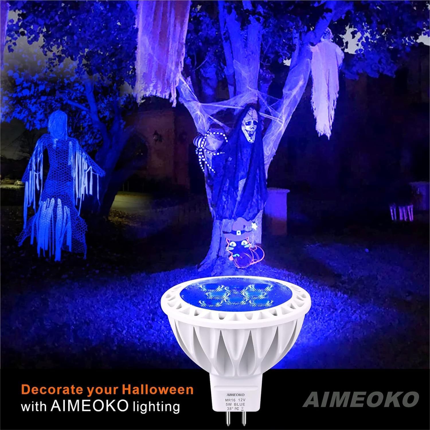 Aimeoko Mr16 Led Bulb Light Bulbs 6 Pack, 5W (50W Halogen Equivalent) Gu5.3 Base 12V Spotlight 38 Deg For Landscape Yard Garden