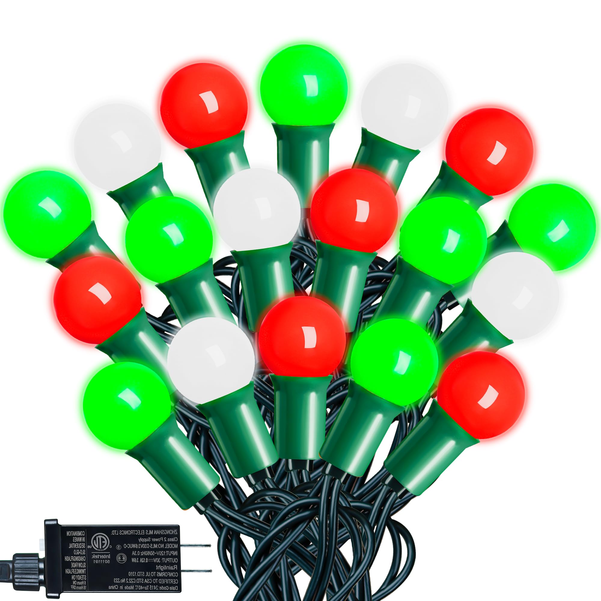 RECESKY 100LED G15 Christmas String Lights - 39ft Globe Fairy Lights with Timing Function, Connectable, 8 Modes Christmas Lighti