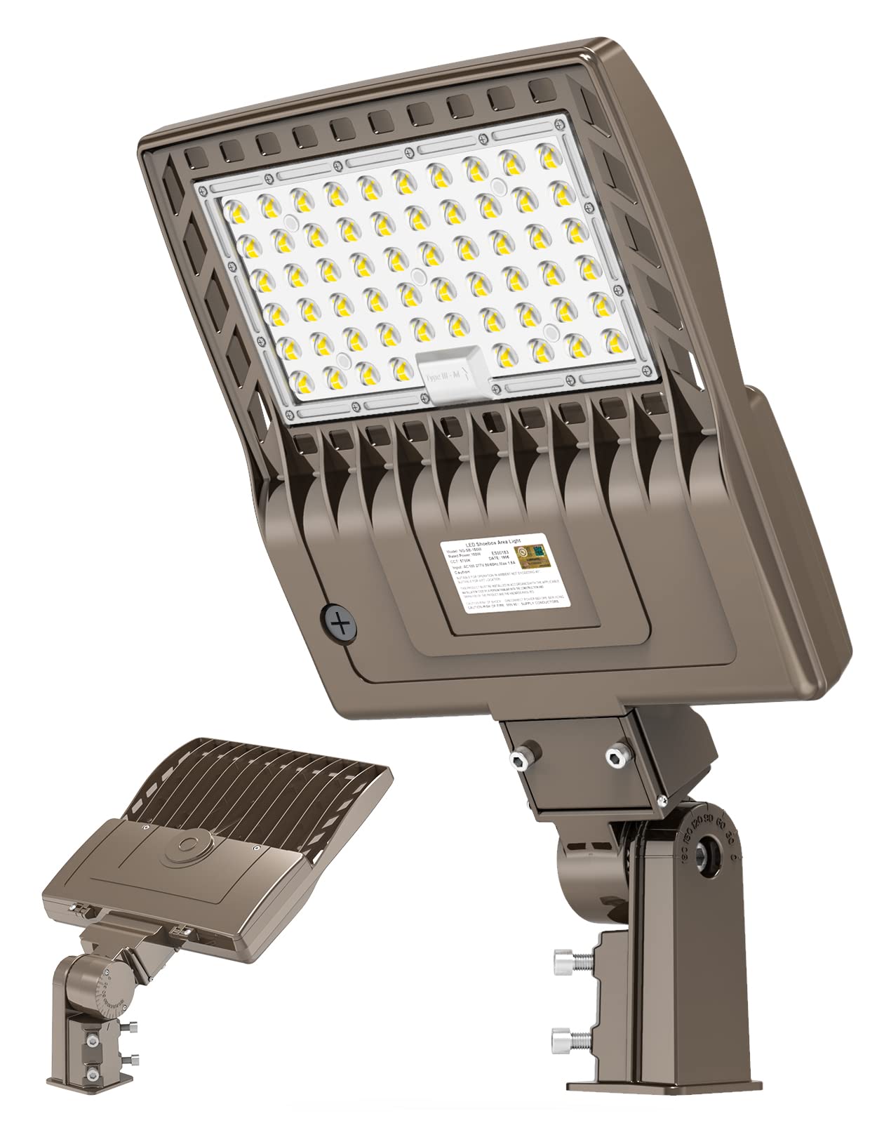 150W LED Parking Lot Light 22,500LM, DLC UL Listed Industrial Grade LED Shoebox Parking Pole Light 5000K IP65 Waterproof Outdoor