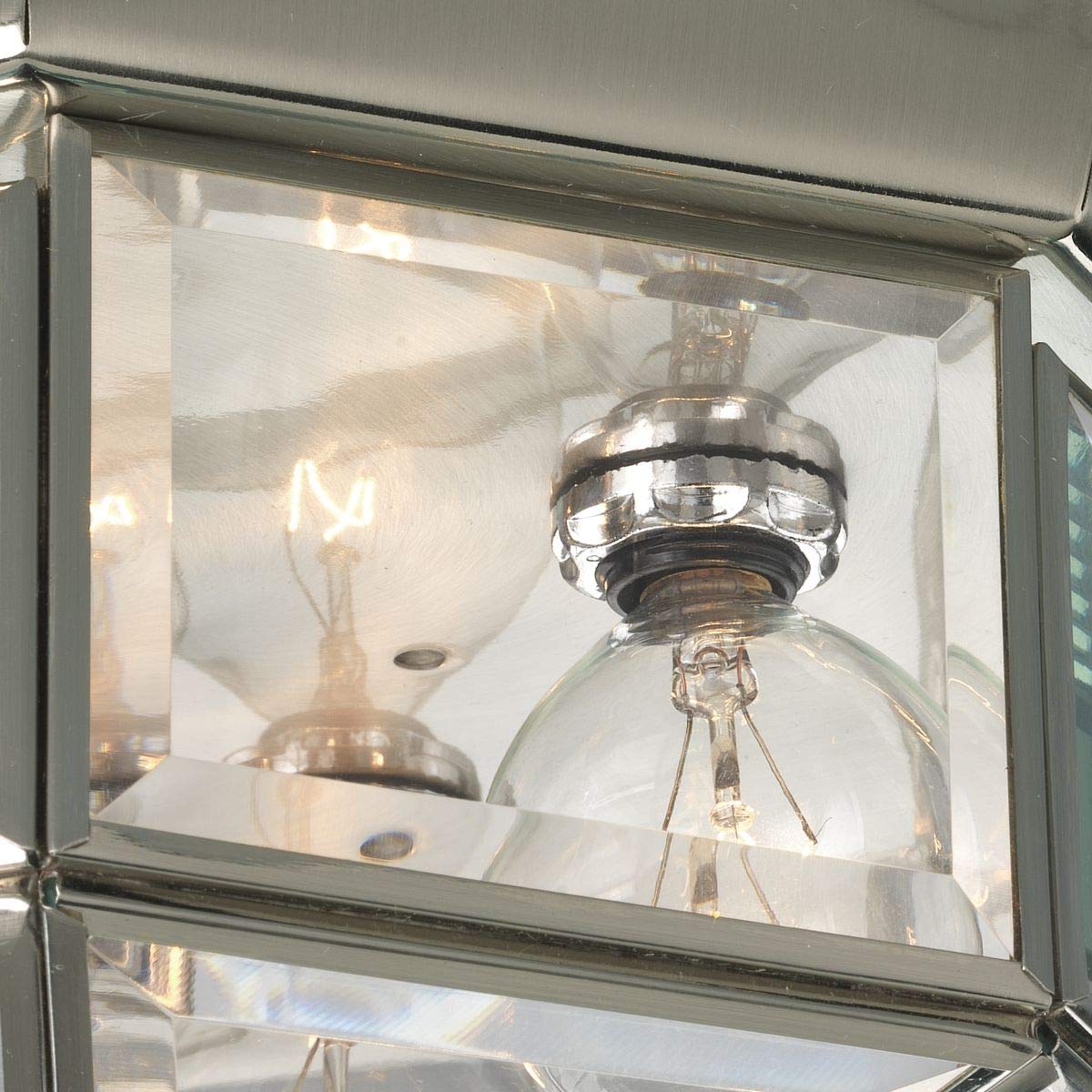 Progress Lighting Octagonal Ceiling Fixture, 12" Diameter, Brushed Nickel, Clear Beveled Glass, Model P5789-09