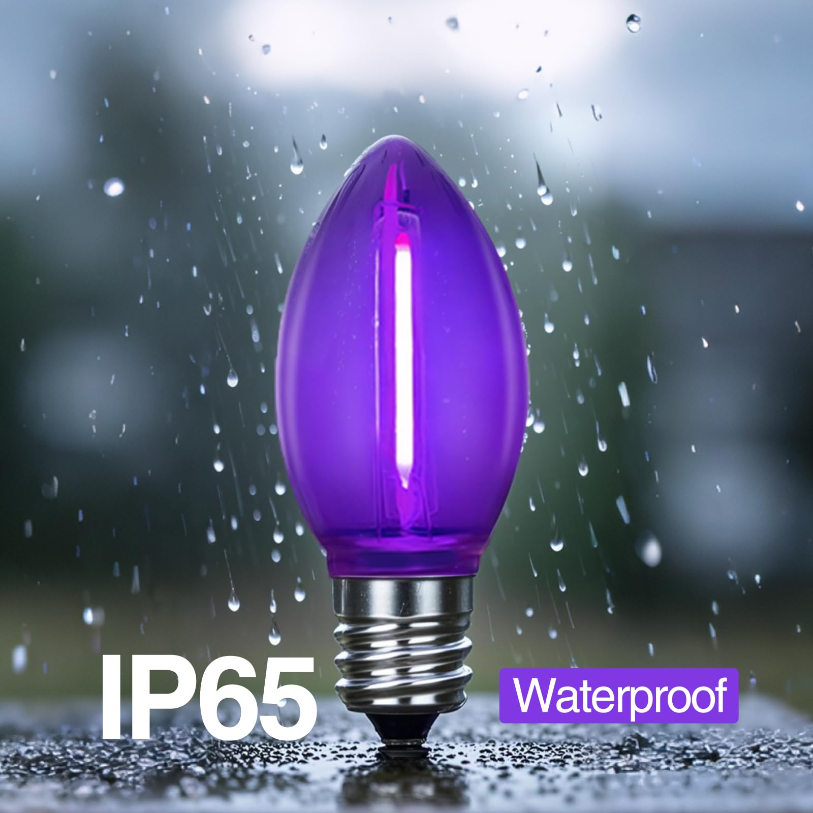 Chysuper 25 Pack C7 Replacement Bulbs  Dark Purple Led Halloween Light Bulbs  E12 Candelabra Base For Christmas Thanksgiving Xmas Tree Holiday Patio Outdoor String Lights Decor