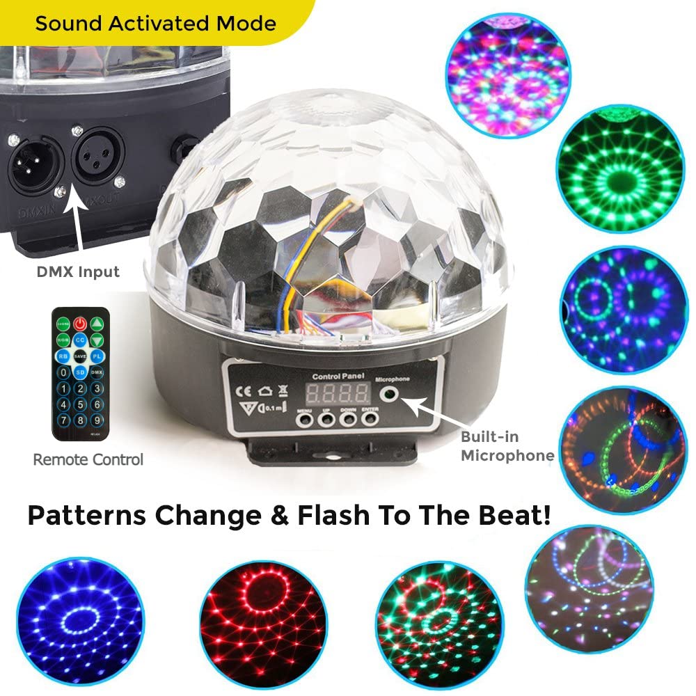 Nulights Led Disco Ball - Dmx & Sound Controlled Rgb Dj Party Light