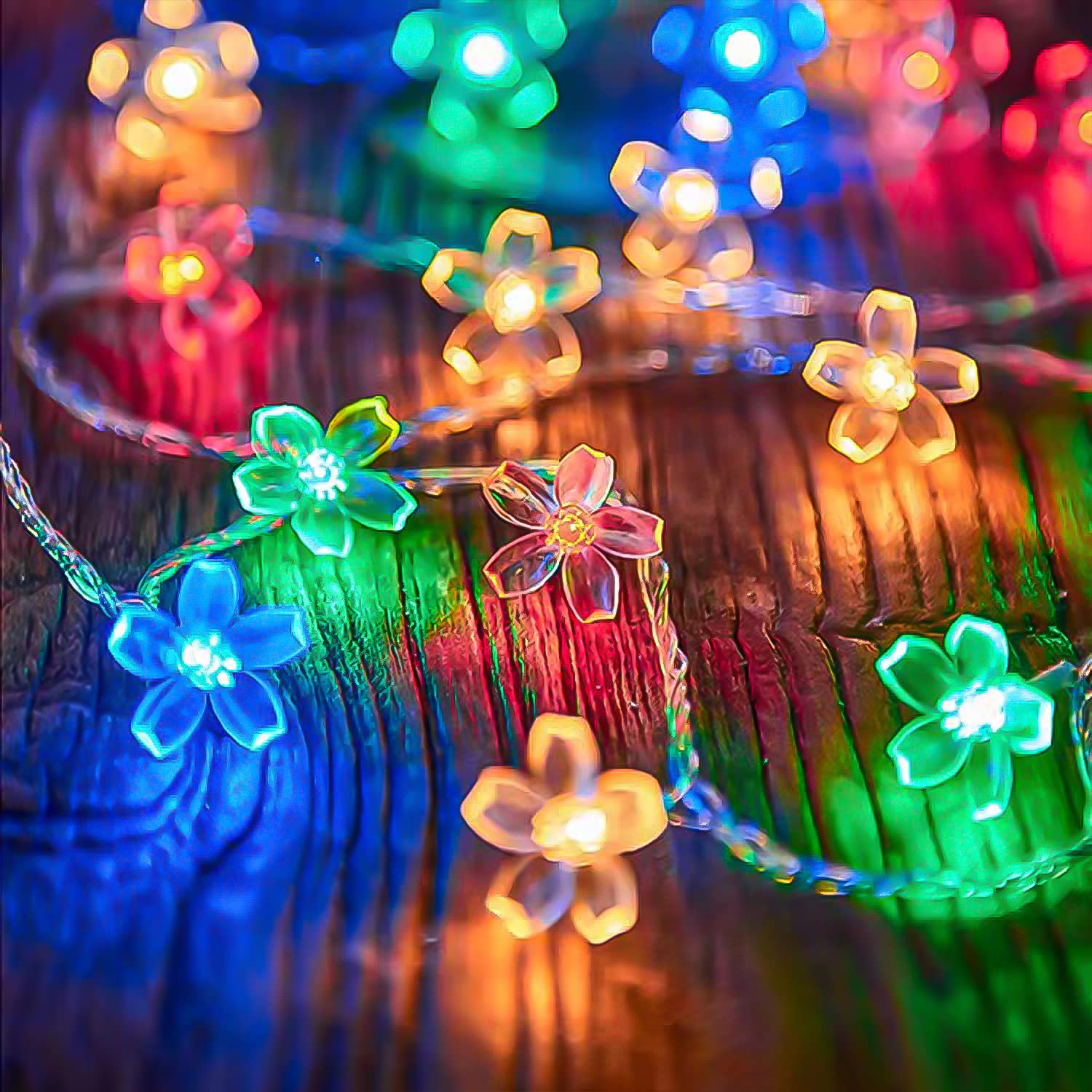 Lightop Flower Fairy Lights Battery Operated String Lights 30Led Cherry Blossom Waterproof Indoor Easter Decoration For Camping,Garden Fence,Birthday,Christmas,Wedding Party,Bedroom (Multicolor)