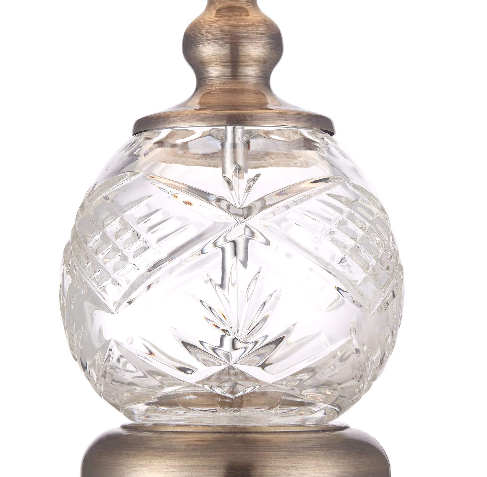 Regency Hill Ida Traditional Small Accent Table Lamp 15'' High Clear Crystal Glass Sphere Brass Gold Metal Pleated White Empire