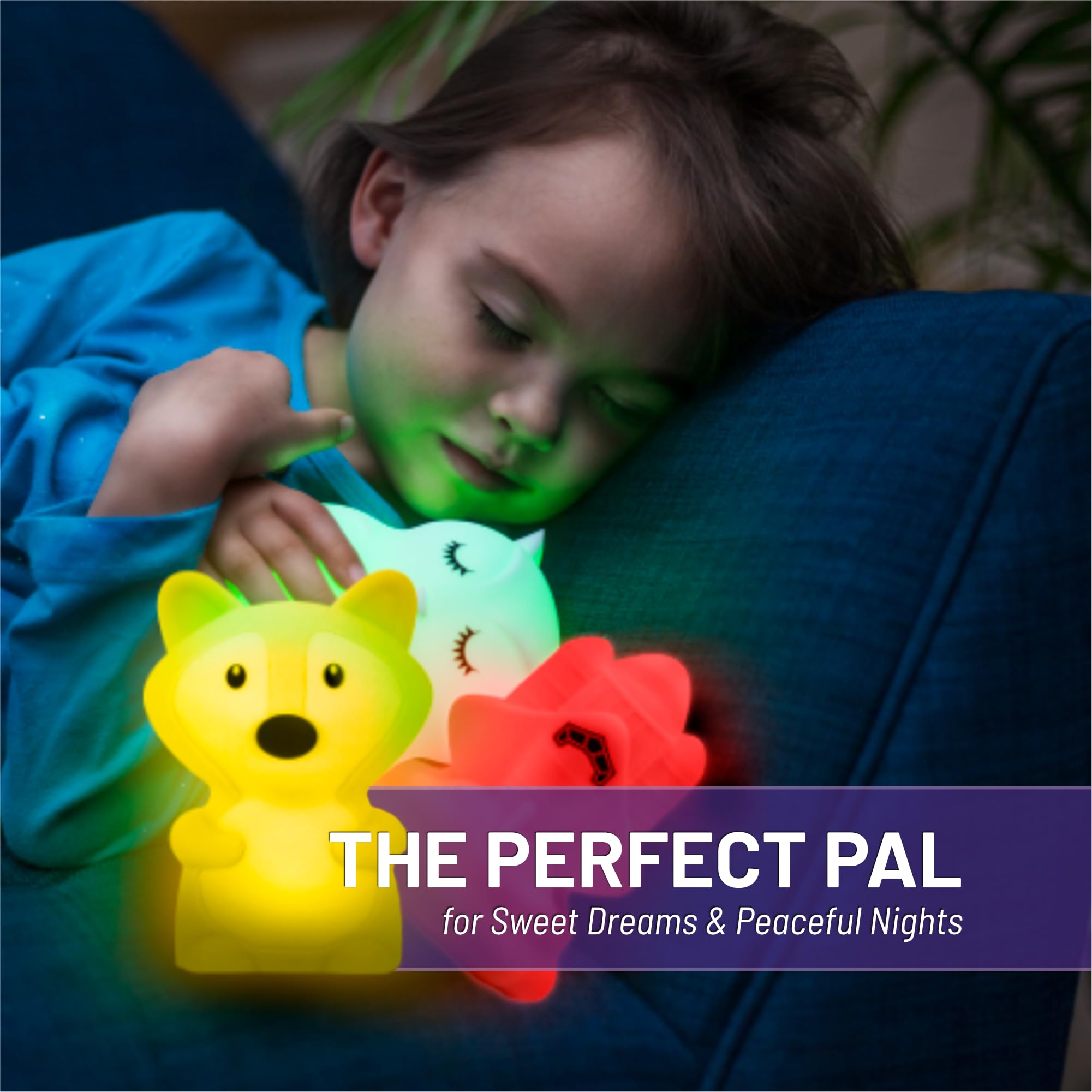 Lumipets Animal Kids Night Light, Silicone Nursery Light For Baby And Toddler, Squishy Night Light For Kids Room, Night Lights For Girls And Boys, Kawaii Lamp (Junior Fox)