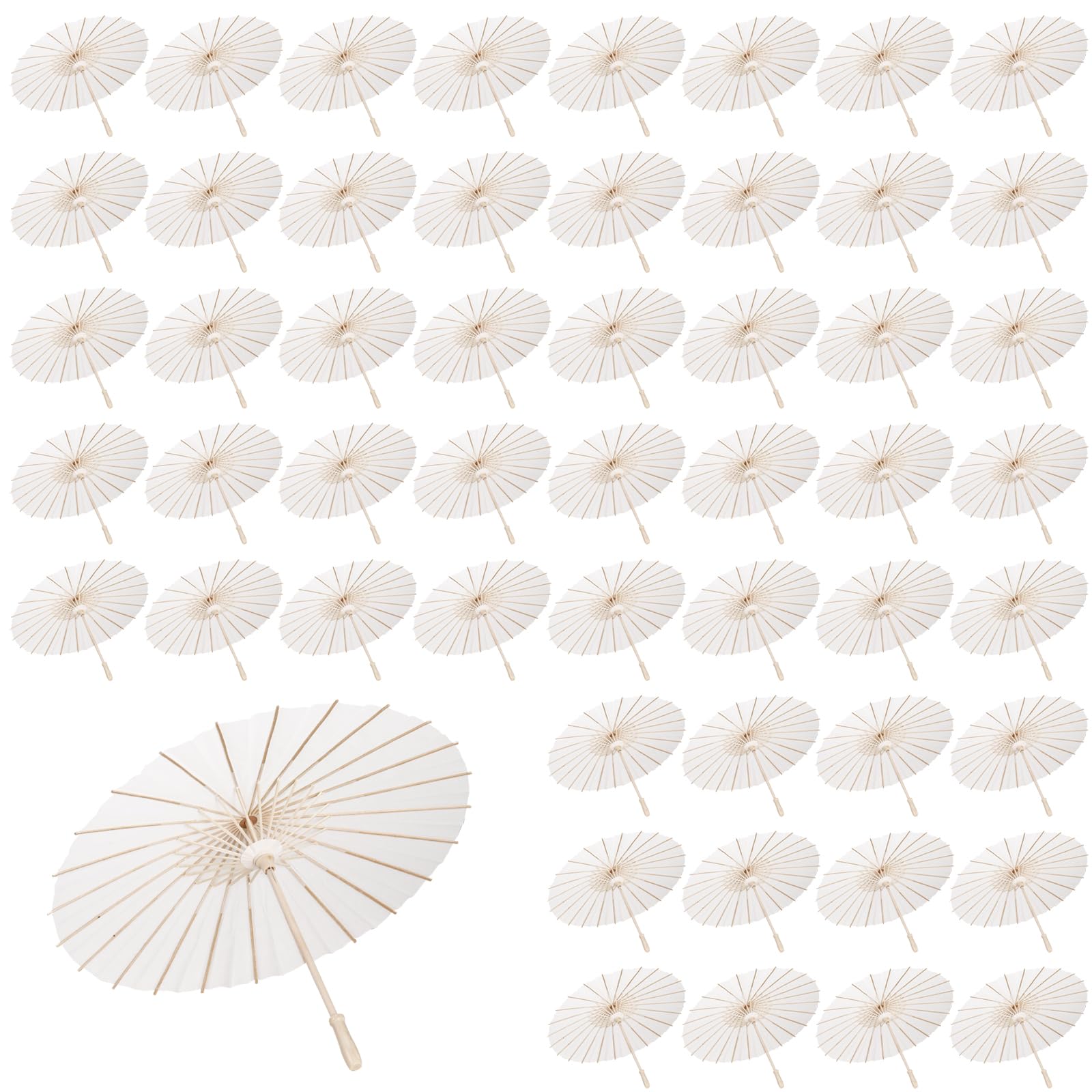 Mbjzsl 60 Pack White Paper Umbrellas, 23.6 Inch Paper Parasol Umbrella Chinese Japanese Style Diy Umbrellas Decorative Vintage D