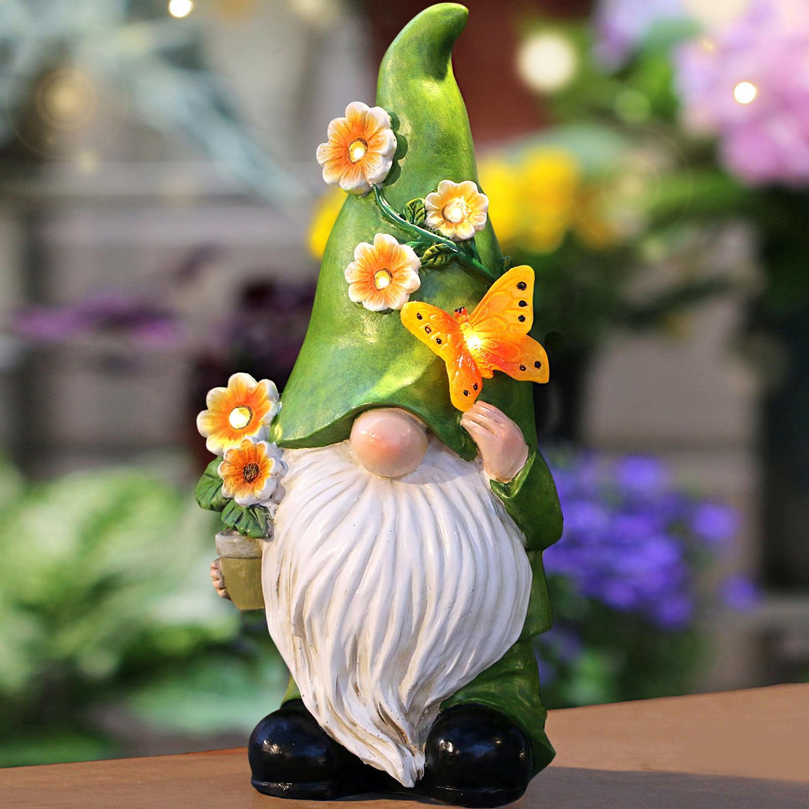Snowrabbit Garden Gnomes Statue Outdoor Decor,10.5'' Resin Solar Garden Gnome Outdoor Statues, Funny Gnomes Gardening Gifts for 