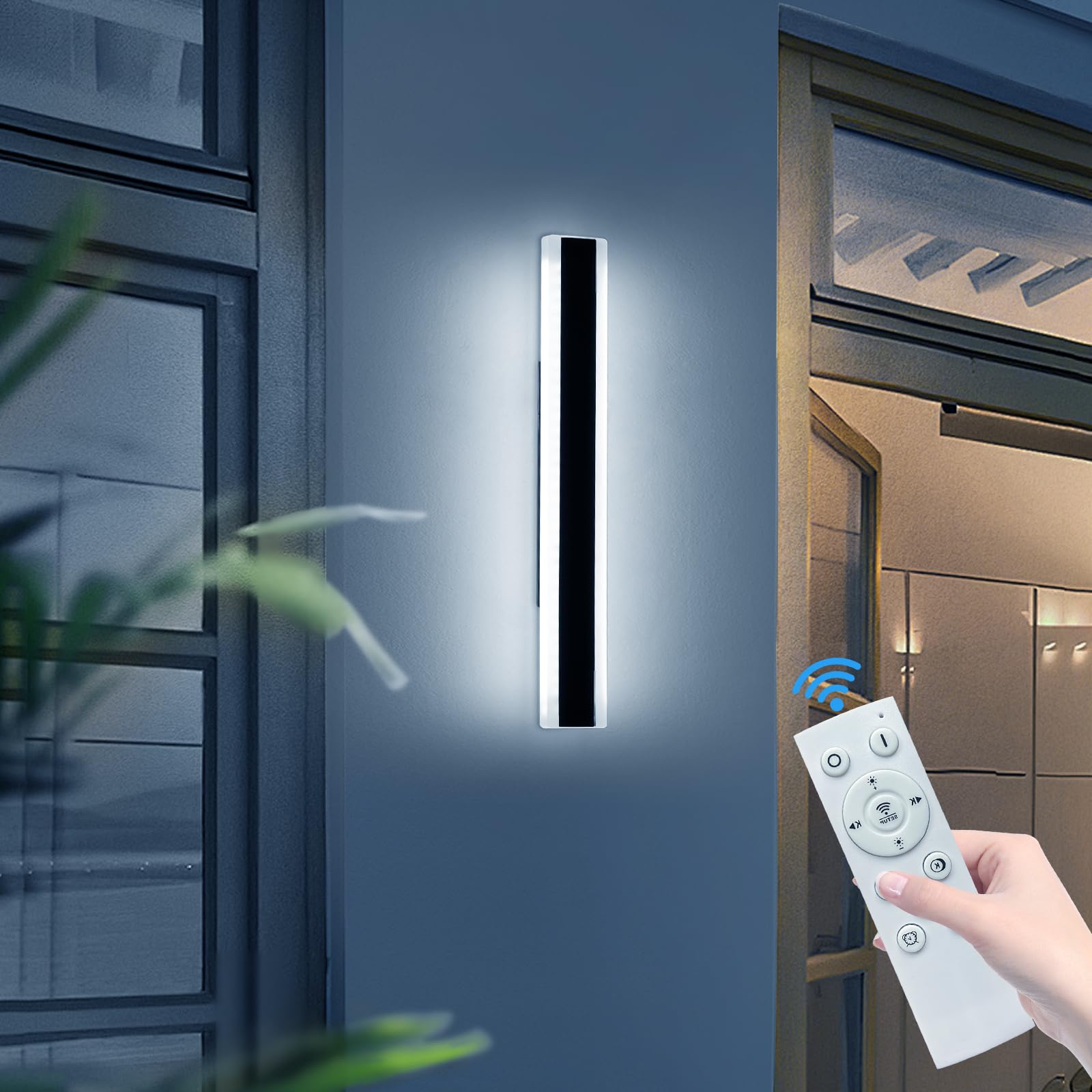 Daoseolo 23.6inch Outdoor Wall Sconce, Dimmable LED Light, IP65 Waterproof, Remote Control, Model TC-FTBD-1112
