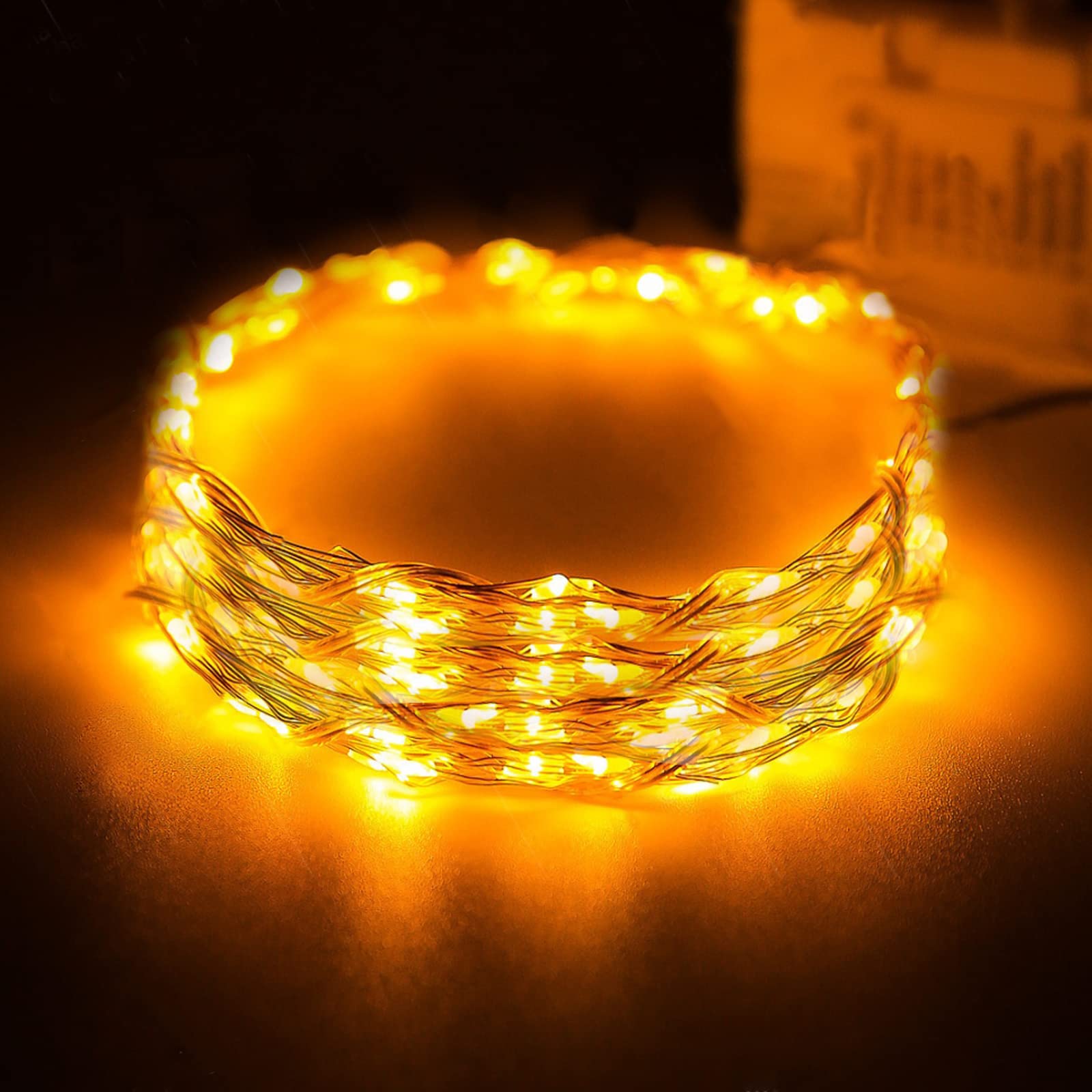 koopower 4 Pack 50 LEDs Outdoor String Lights, Auto On/Off Battery Operated Fairy Lights 8 Mode Waterproof Copper Wire Lights fo