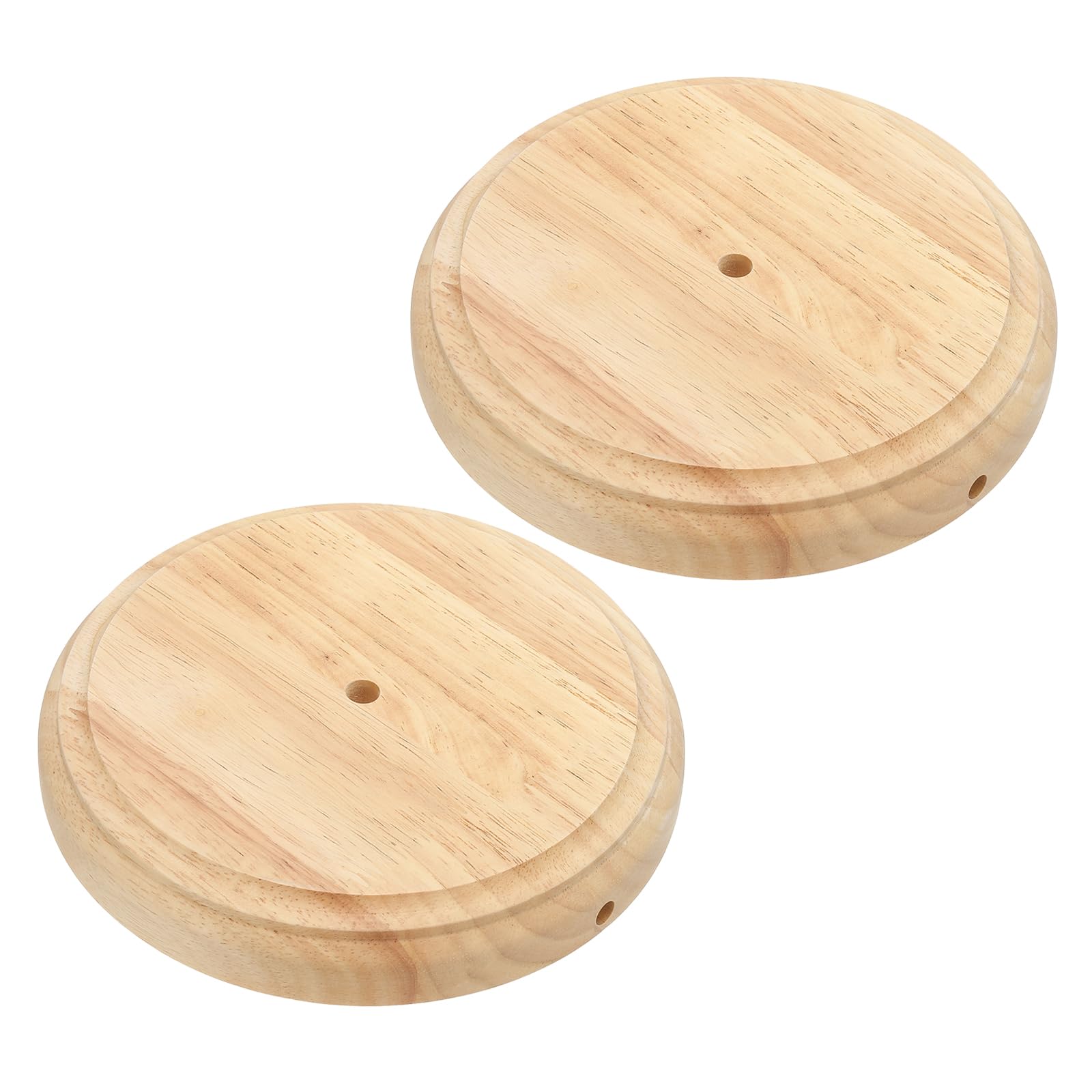 Patikil 8.5'' X 1.3'' Wooden Lamp Base, 2Pcs Round Solid Wooden Base Wood Desk Lamp Display Stand Replacement For Bedroom Bedsid