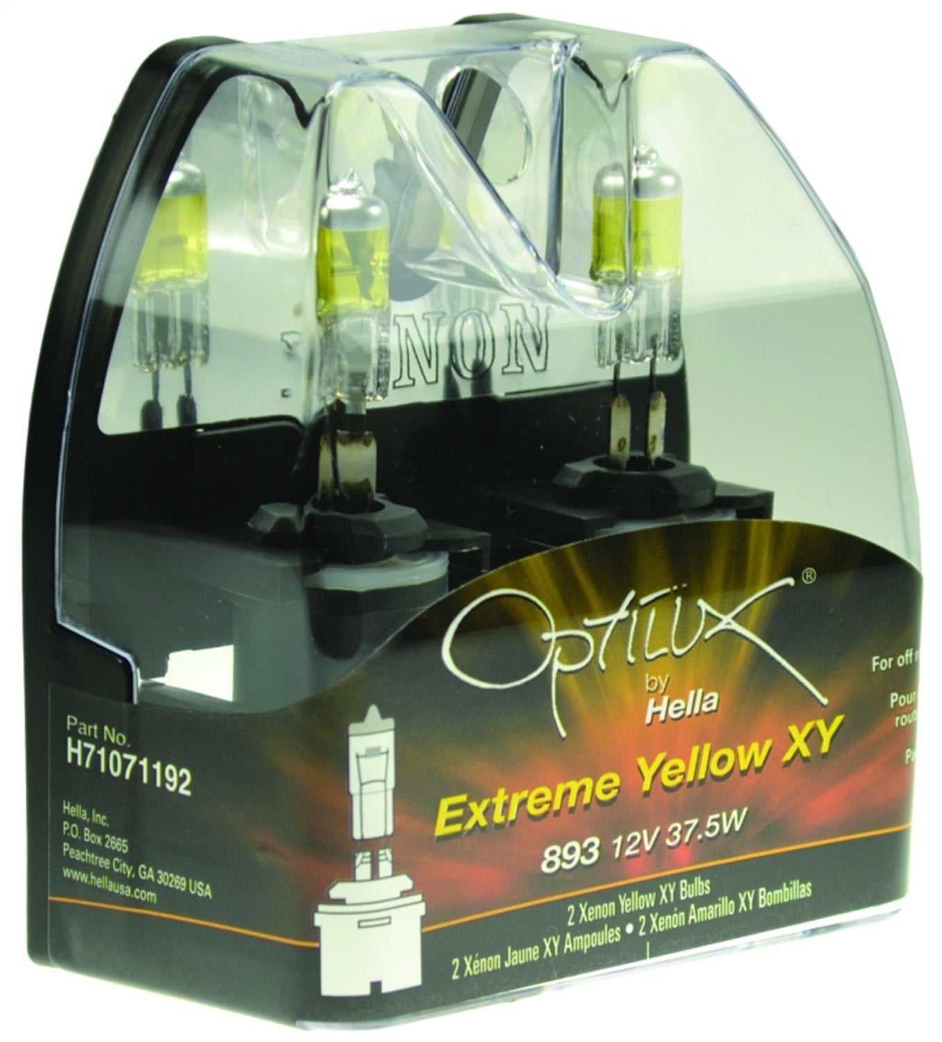 Hella Optilux Xy Series 893 Xenon Yellow Halogen Bulbs, 12V, 37.5W, 