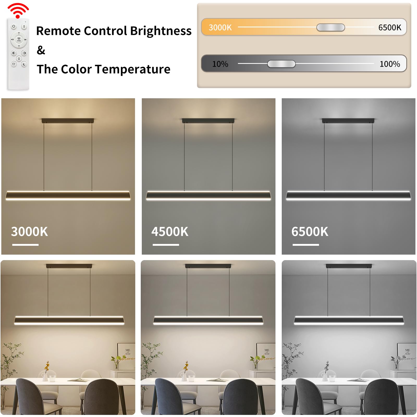 Linear Pendant Lights Kitchen Island, Dimmable Led Chandeliers For Dining Room, Modern Billiard Room Pool Table Light Ceiling Pe