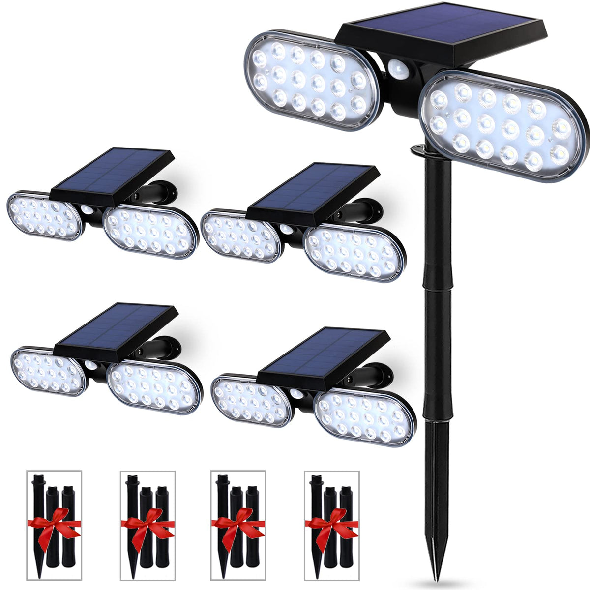 EMANER Outdoor Motion Lights Solar Powered, Solar Flood Lights, Stay On or Motion On/Off 2-Mode, Dusk to Dawn Security Solar Lig
