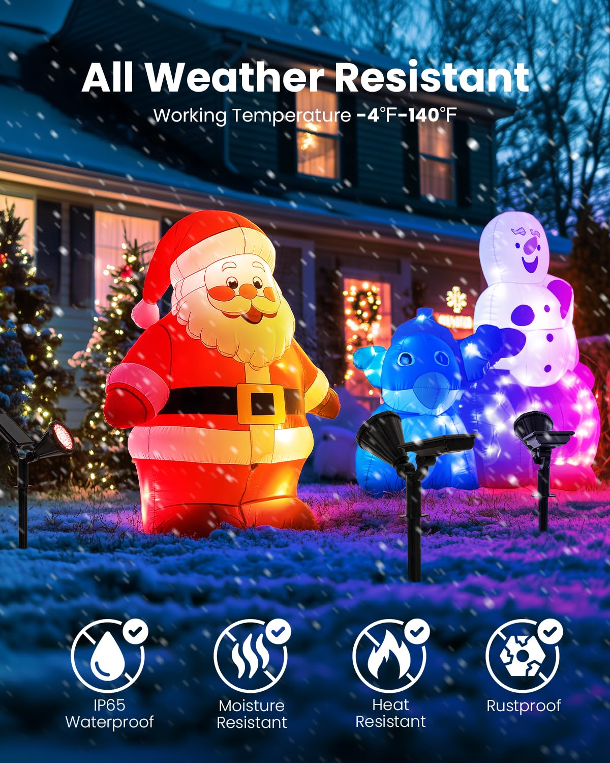 Auderwin Color Changing Solar Spot Lights Outdoor Halloween Lights Multicolor, Ip65 Waterproof Christmas Decorations Landscape S