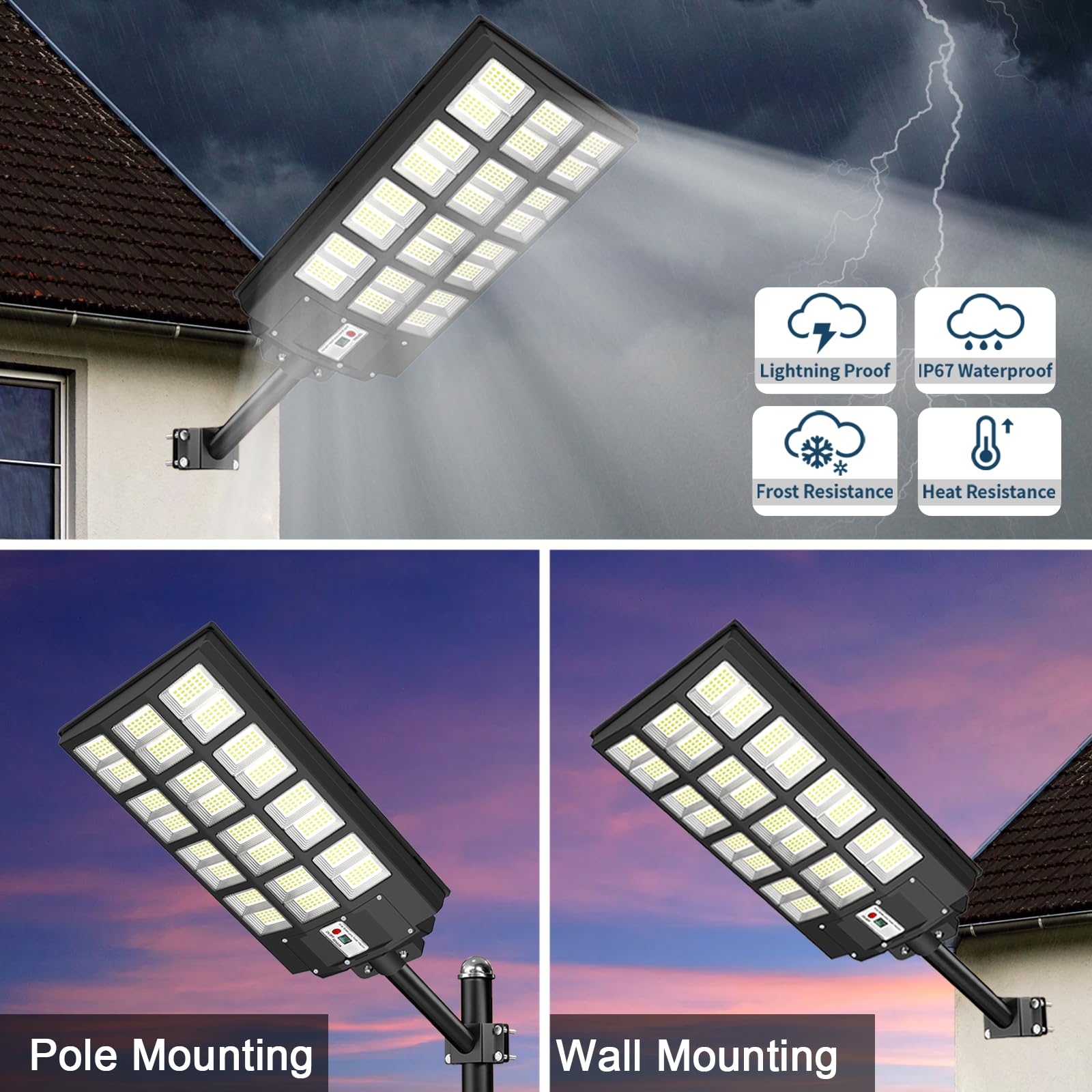 Waitscher 5000W Solar Flood Lights Outdoor, Motion Sensor, Waterproof, 560000Lm, 2 Pack, Black