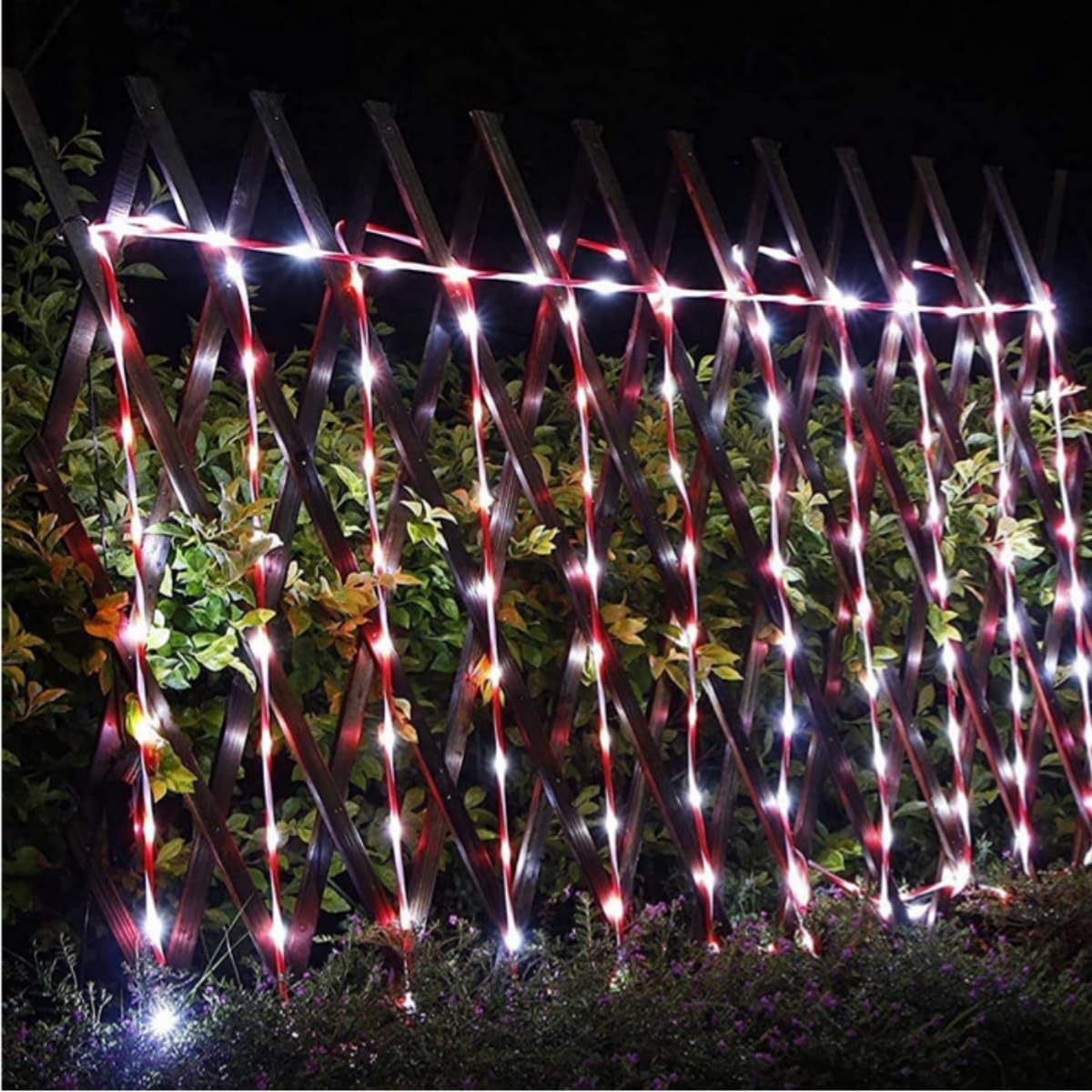 Yeguo Solar Christmas Candy Cane Rope Lights, 2 Packs Each 33Ft 100 Led Red & White Solar Rope Lights Outdoor Waterproof Decorat