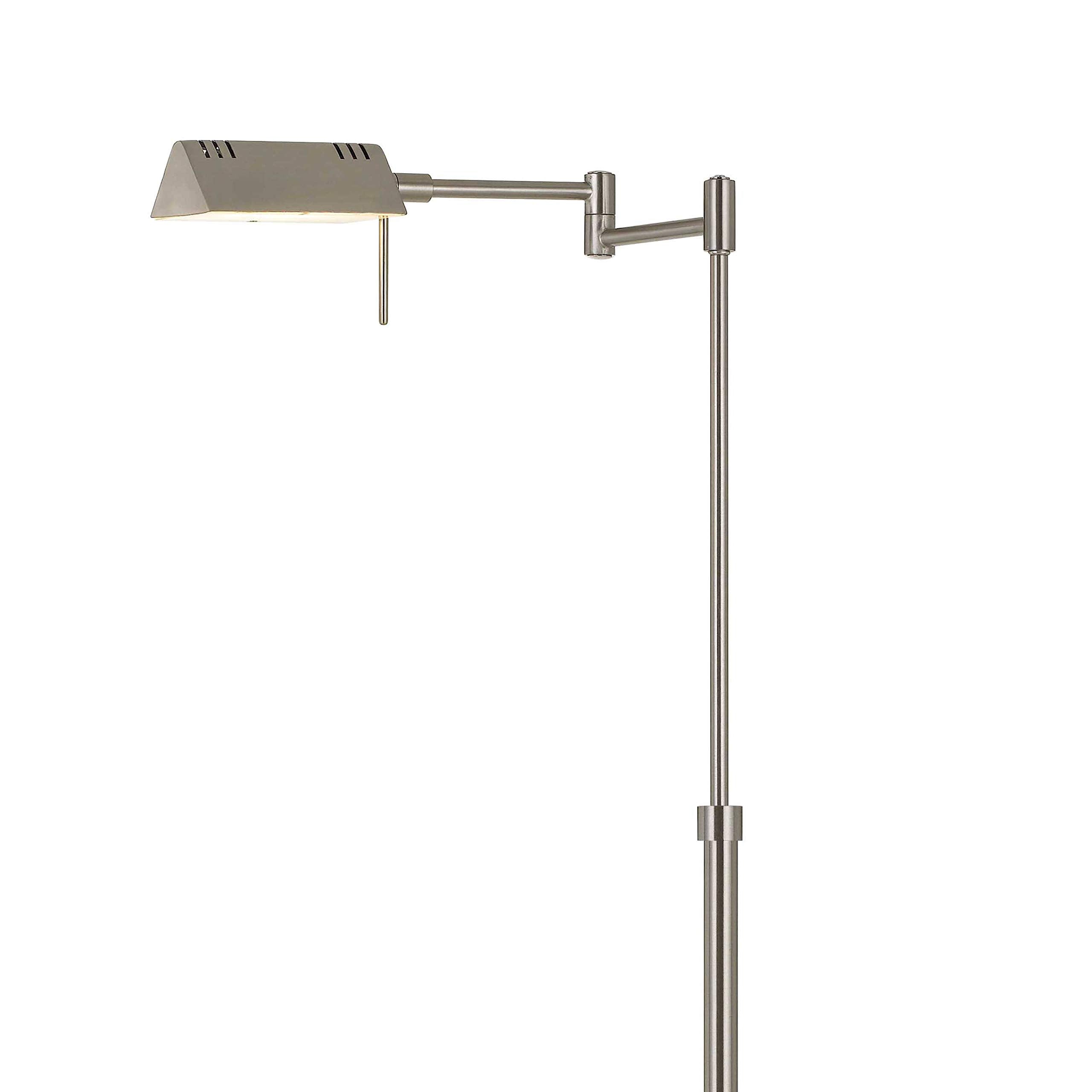 Benzara 10W LED Adjustable Metal Floor Lamp, Swing Arm, Chrome, Model BM224744