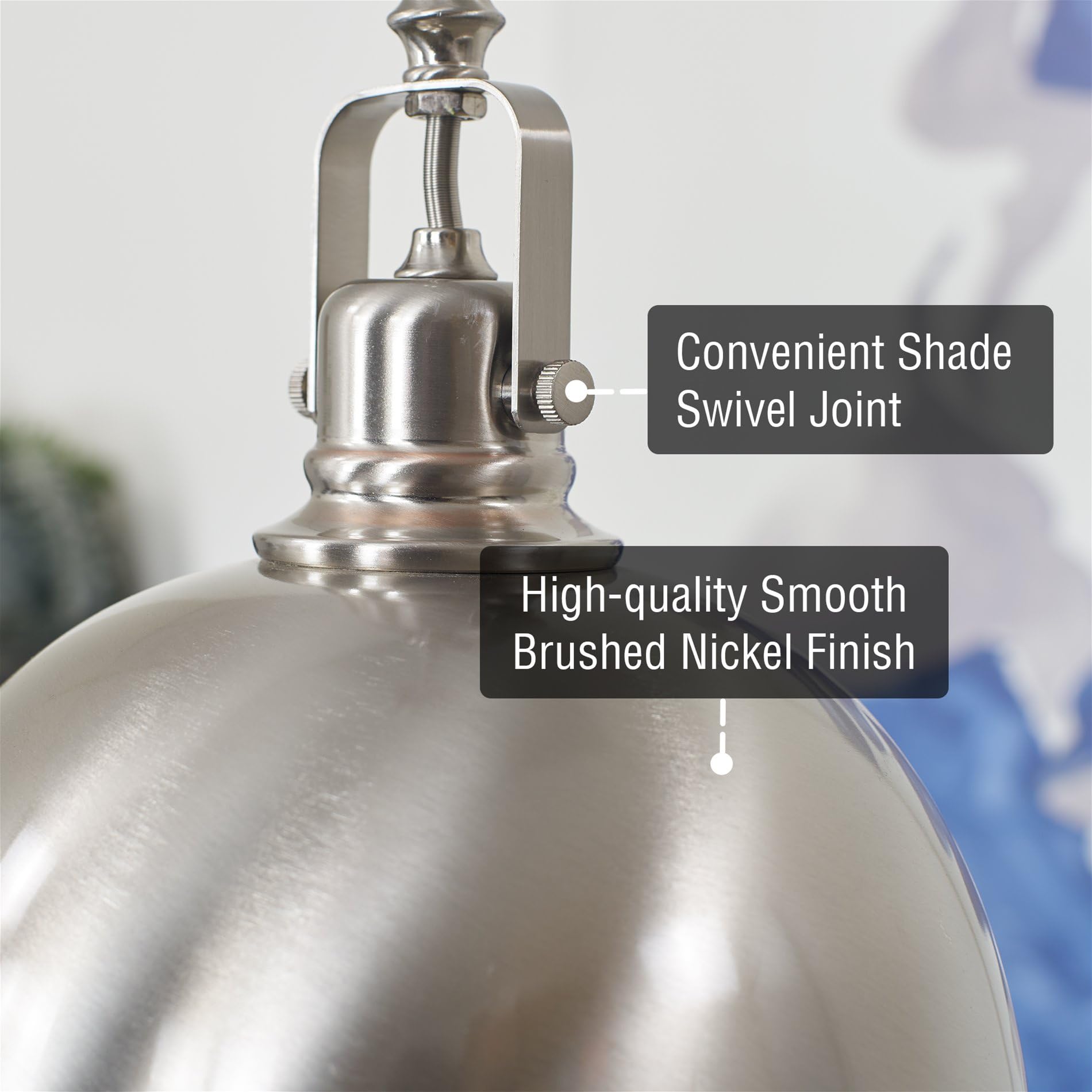 Kira Home Belle Pendant Light, 9in Adjustable, Brushed Nickel, Metal, Model RVY-CP9751-BN