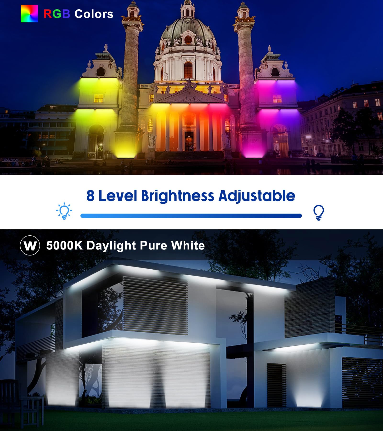 Hakkagrow Led Wall Washer Light With Rf Remote, 144W Dimmable Rgbw 5700K Linear Light Bar Plug And Play, 120V Waterproof Landsca