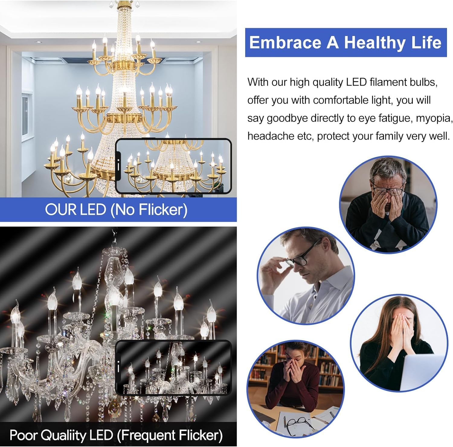 Xininsun E12 Frosted Led Bulb 6W Equivalent E12 Candelabra Bulb 60 Watt Daylight 4000K Matt White Glass Ac120V 600Lm Dimmable B1
