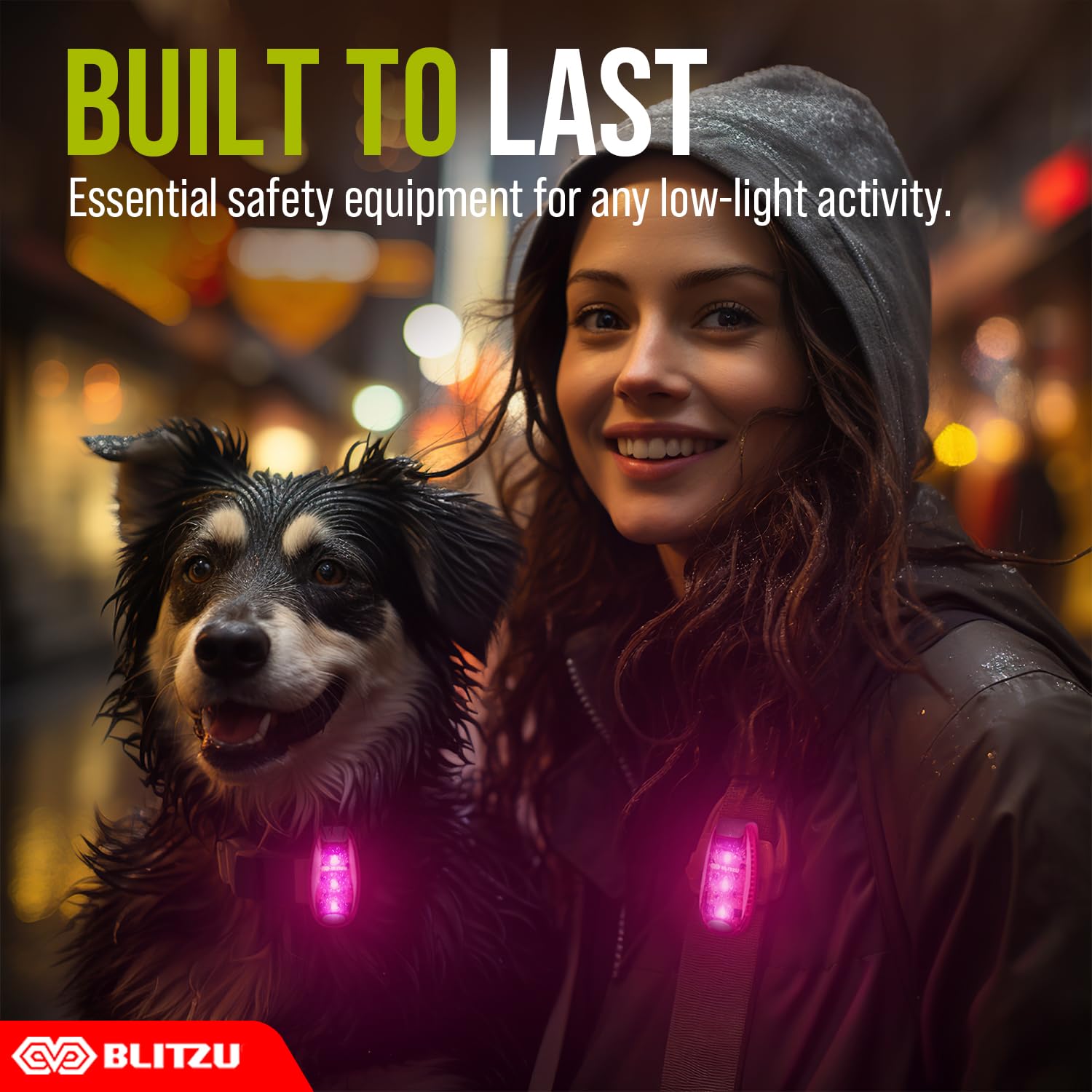 BLITZU Dog Lights for Night Walking Running Gear Running Reflective Gear Stroller Lights Walking Light Night Walking Dog Collar