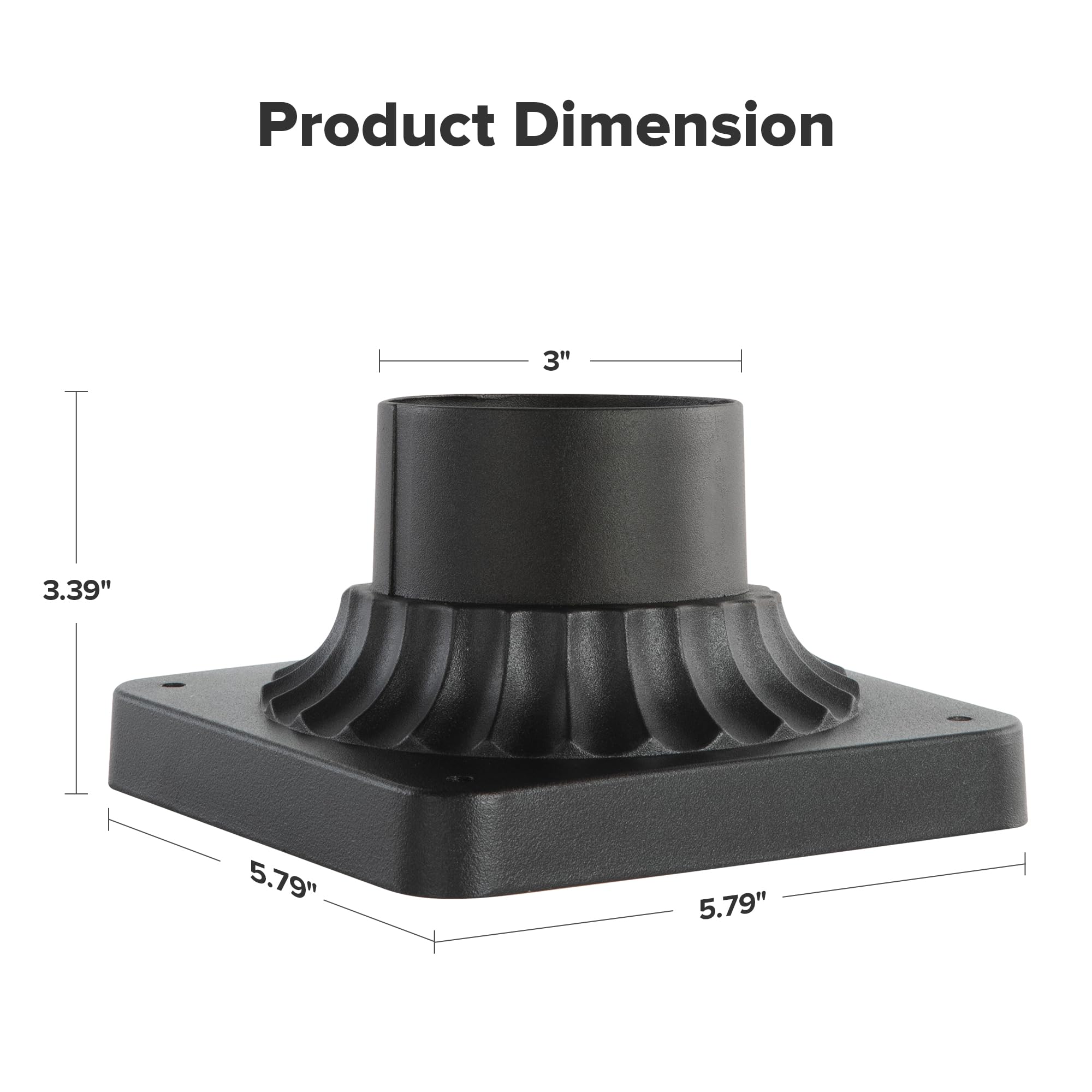 LUTEC Outdoor Post Light Mounting Base 2 Pack, Cast Aluminum, Matte Black, Model 9700008012-2pcs