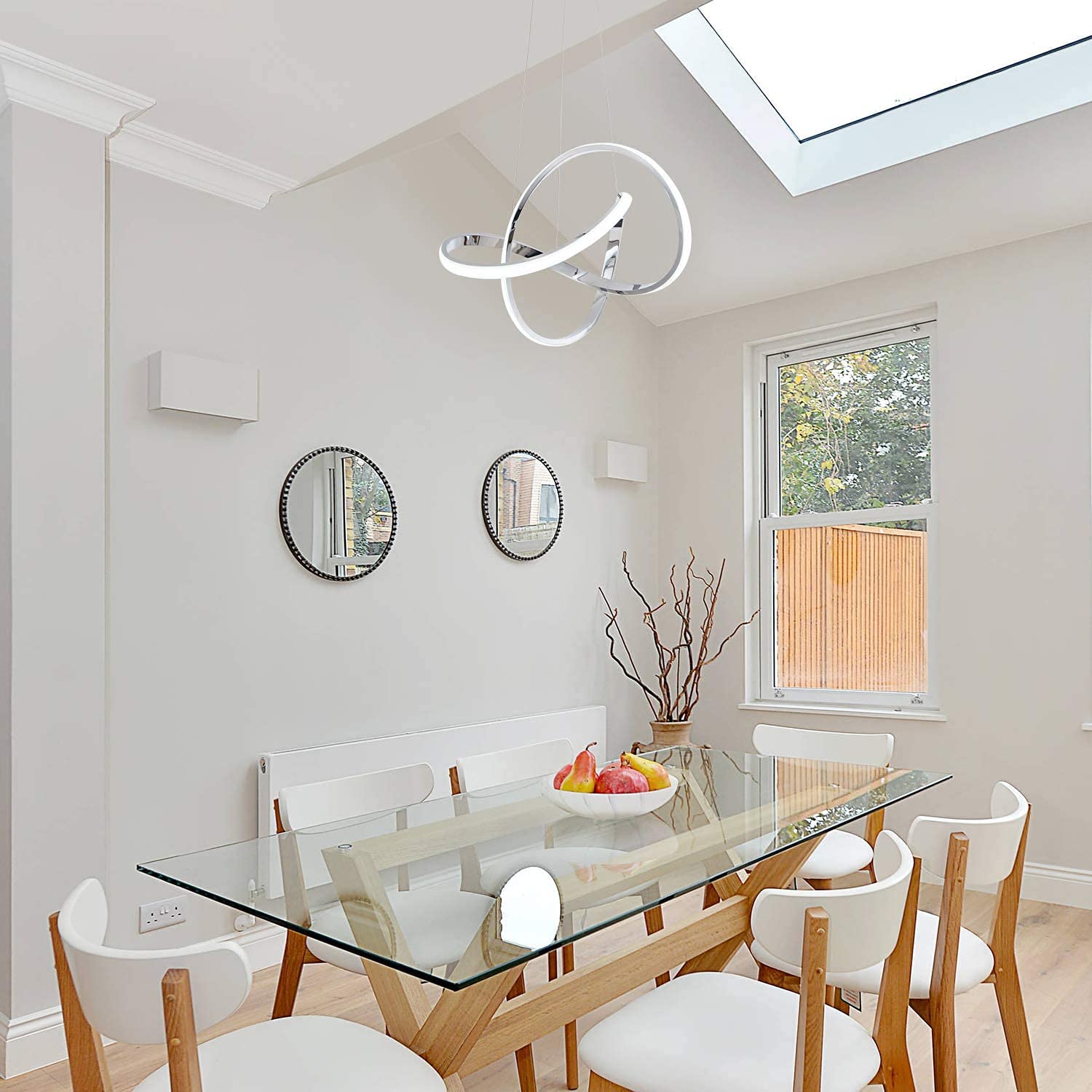 Mayna Led Pendant Light With Irregular Ring Lights,Modern Led Chandelier, Dimmable Contemporary Ceiling Light Fixture For Dining Room Bedroom Kitchen Island Cafe, 6000K White