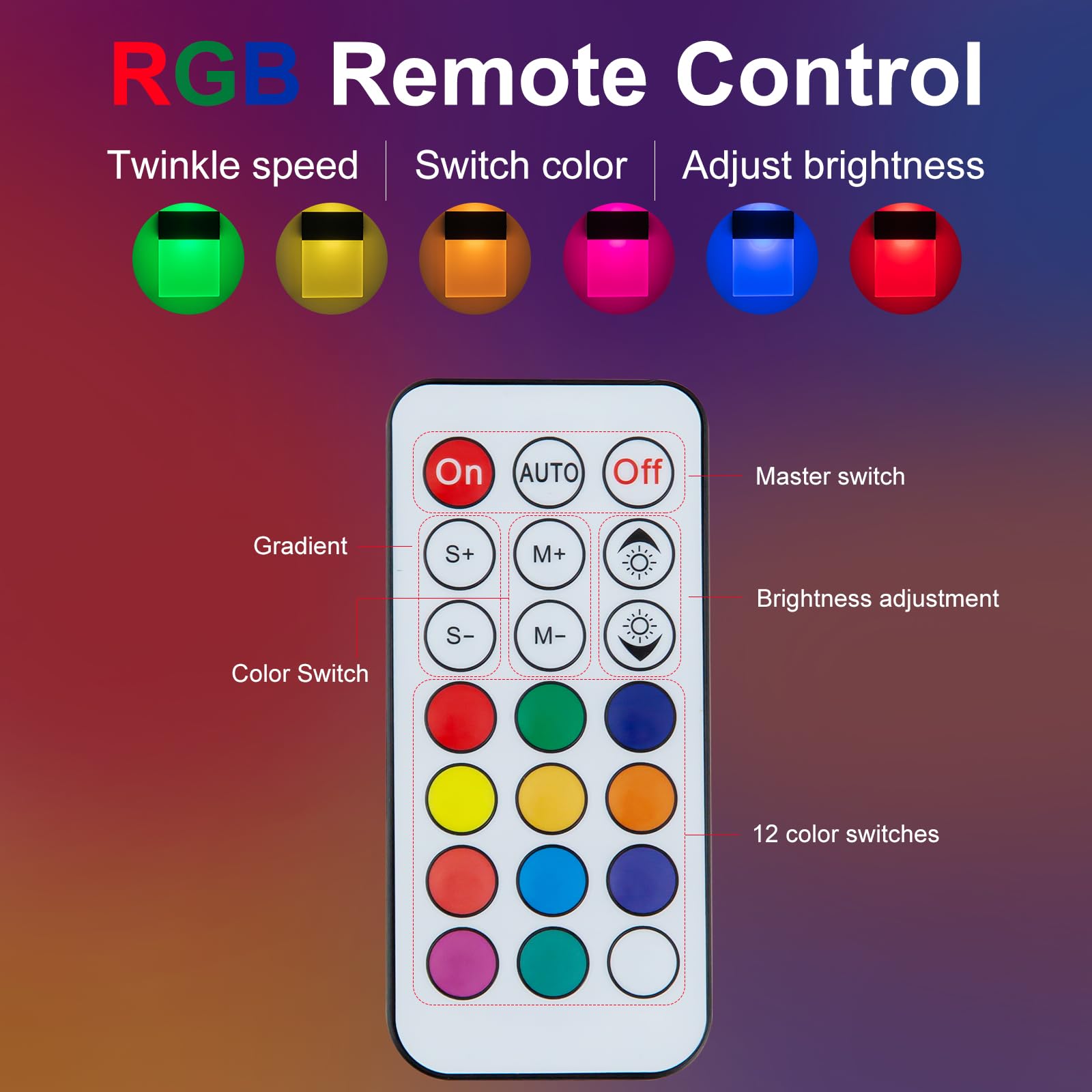SURPALIG LED Wall Lights - 2PCS Dimmable Rechargeable Sconces, Multi-colored RGB, Remote Control, Model RZX002
