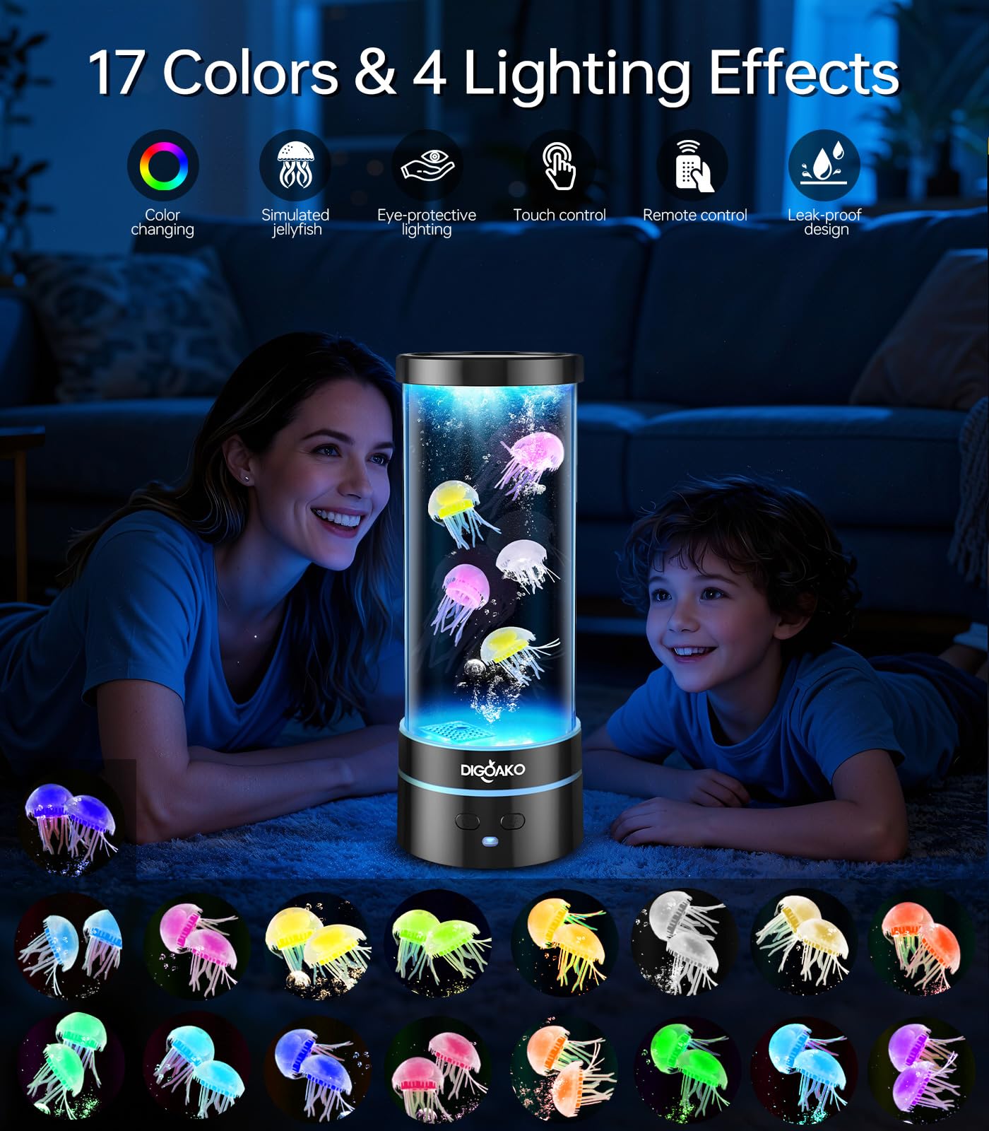 Jellyfish Lamp: Led Jellyfish Tank Lamp  17 Color Changing Dimmable Aquarium Night Light For Home Office Decor Birthday Christmas Gifts For mature-themeds Kids(Led Decorative)