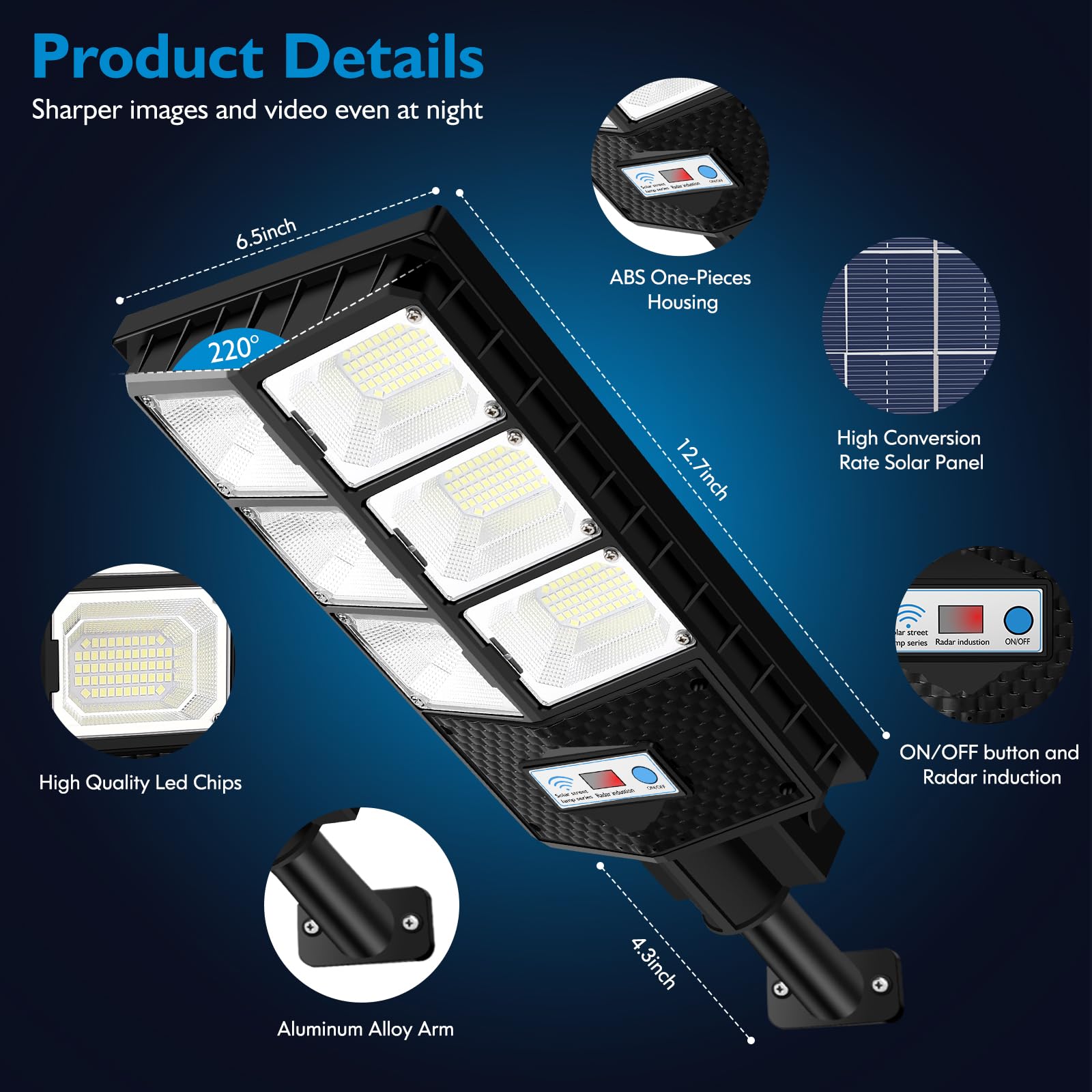 Vuaa 4 Pack Solar Street Lights - Outdoor Waterproof, 6500K 10000Lm Led Solar Lights For Outside Dusk To Dawn, Flood Lighting Wi