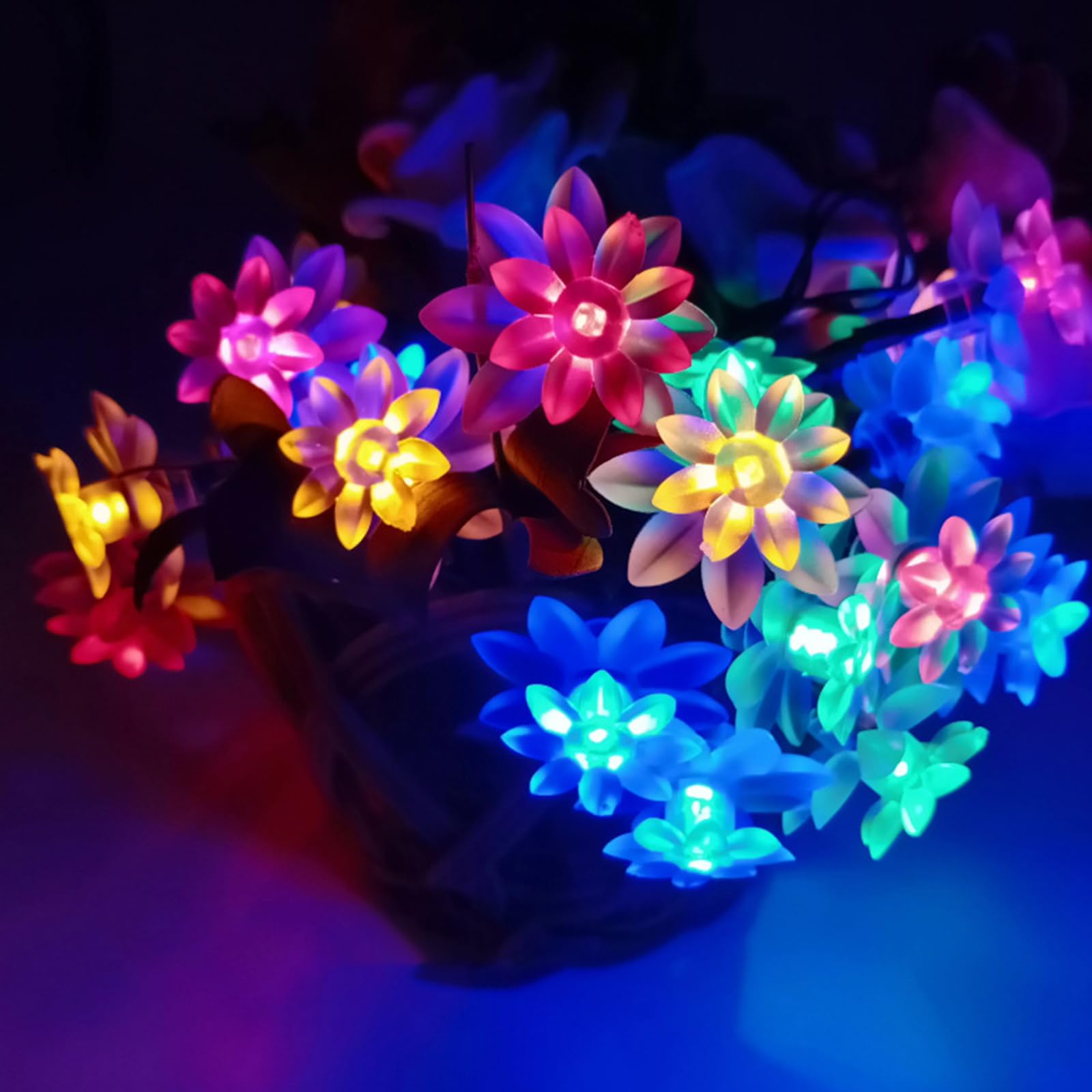 Decorative Flower String Lights  9.8 Ft 30 Led Battery & Usb Plug In Powered Novelty Fairy Floral Lamps For Bedroom Window Garden Wedding Party Christmas Easter Tree Hanging Decor (Multicolor)