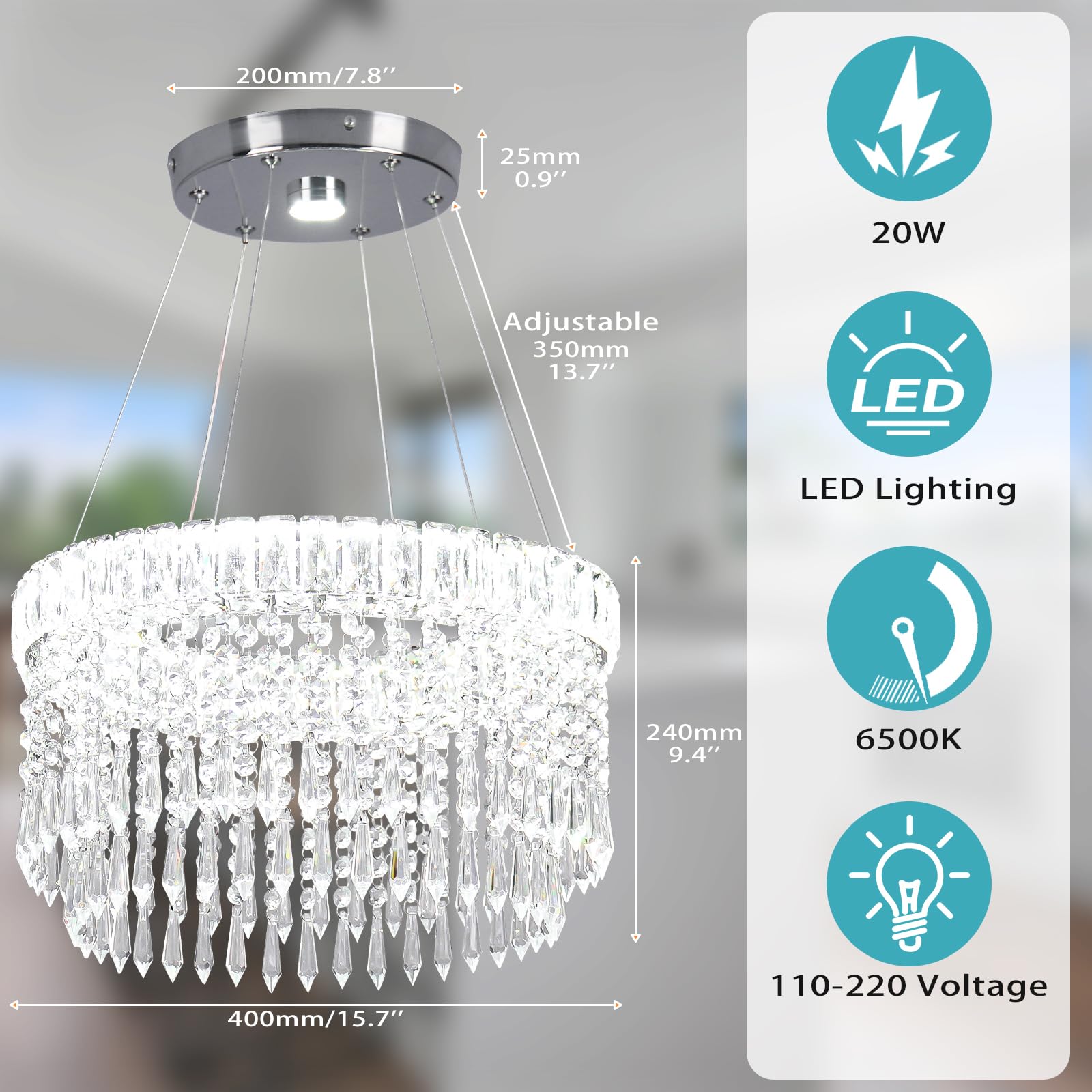 Cainjiazh Modern Crystal Chandelier Light Fixtures stylish Chandeliers Pendant Light Fixtures 16  Round Flush Mount Chandeliers Ceiling Lighting For Living Room Dining Room Bedroom White