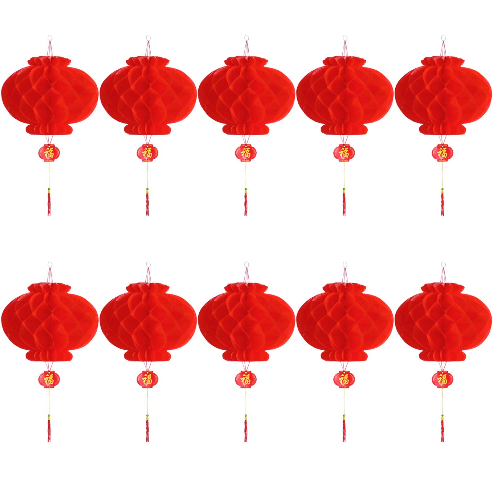10 Pcs Chinese New Year Lanterns Red Lanterns Set of 10 for Chinese Spring Festival Wedding Festival Restauran Party Decoration 