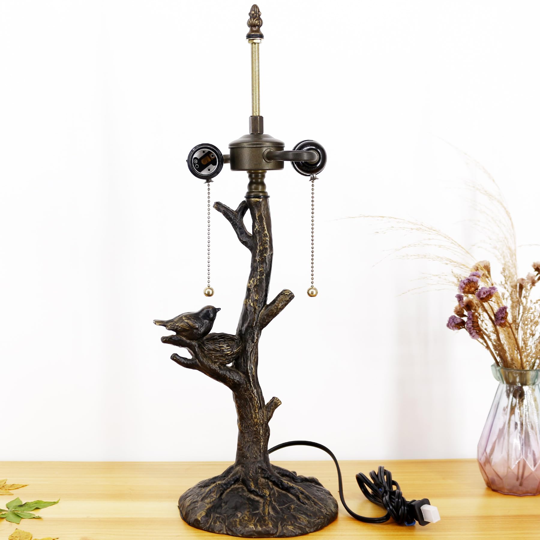 TCODTPOL Tiffany Table Lamp Base Replacement, Bronze Resin, Model W08T02, Size F (W7H23 Inch)
