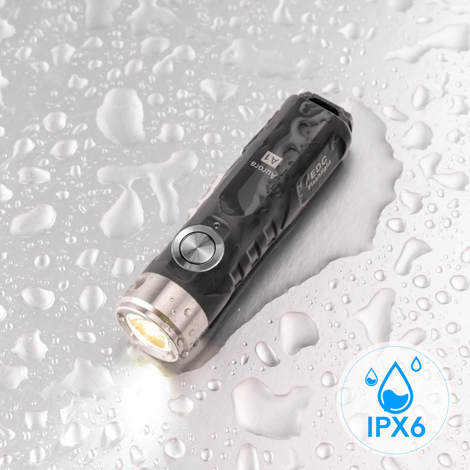 RovyVon Aurora A1 Keychain Flashlight - 420 Lumen, USB C Rechargeable, Waterproof, Mini Size, Black, Model HU-XI-201