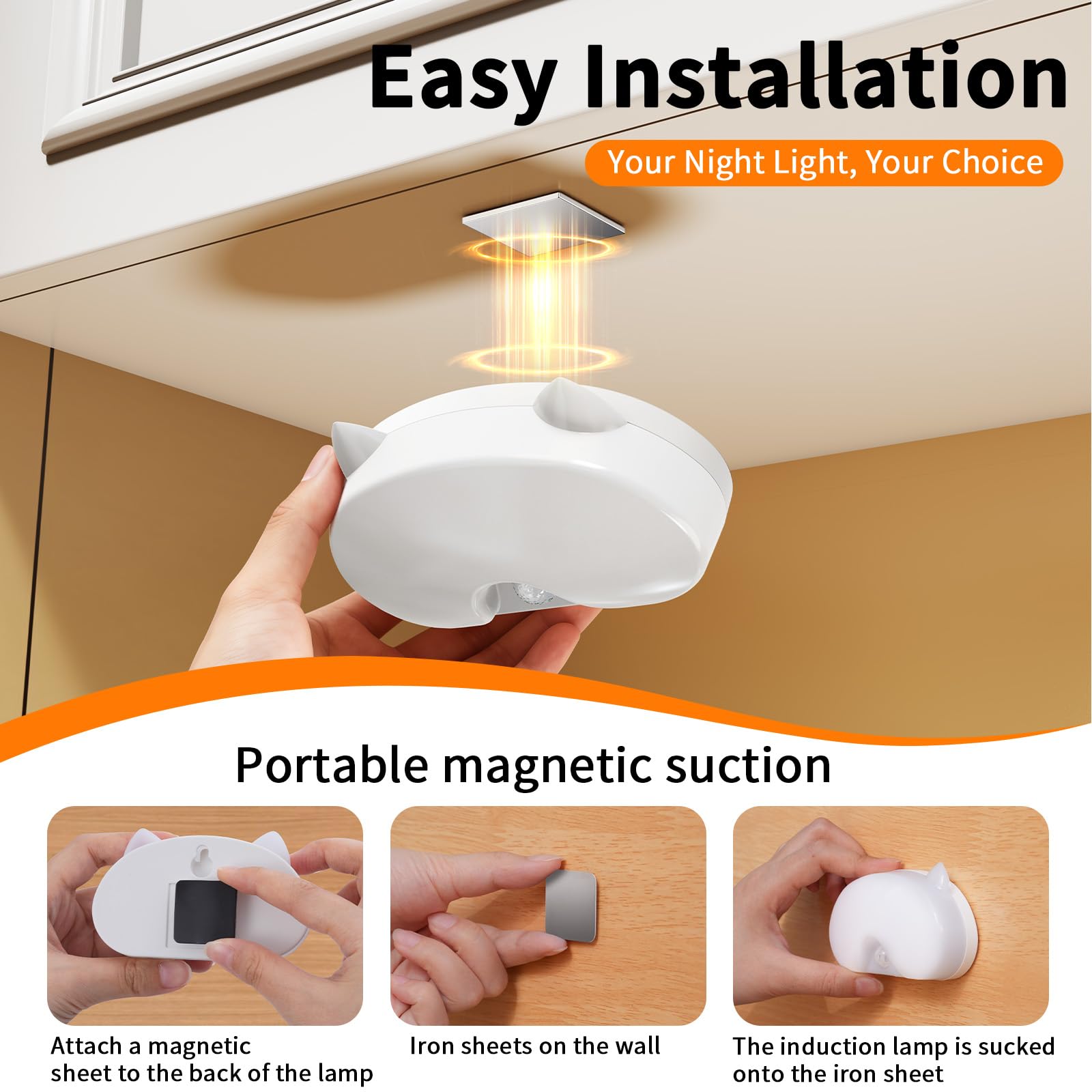 Blissfuhue Motion Sensor Stair Light, Rechargeable, Magnetic, LED, Small, White, Model MAOMI