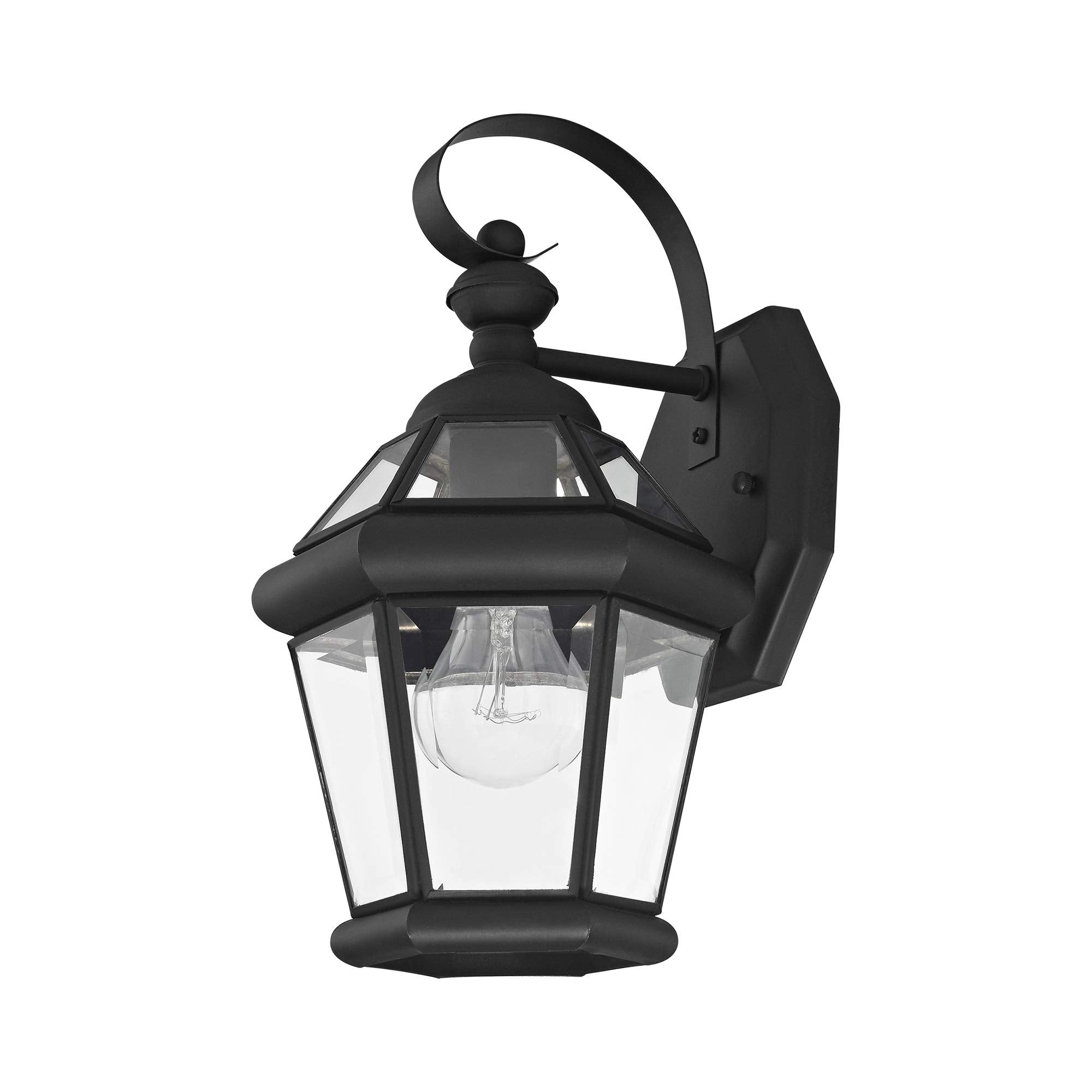 Livex Lighting 2061-02 Outdoor Wall Lantern With Clear Flat Glass Shades, Polished Brass