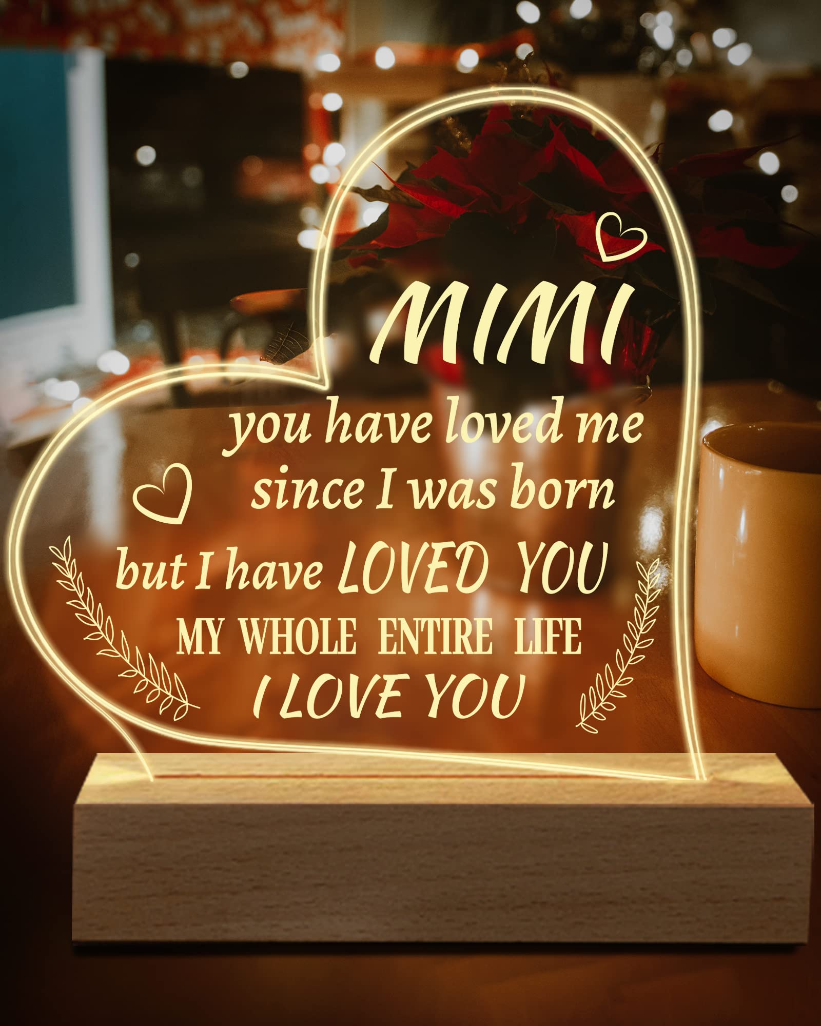 Hiipeenow Mimi Gifts from Grandchildren, Engraved Night Light 15 * 19CM, Valentines Day Birthday Christmas Mothers Day Gifts for
