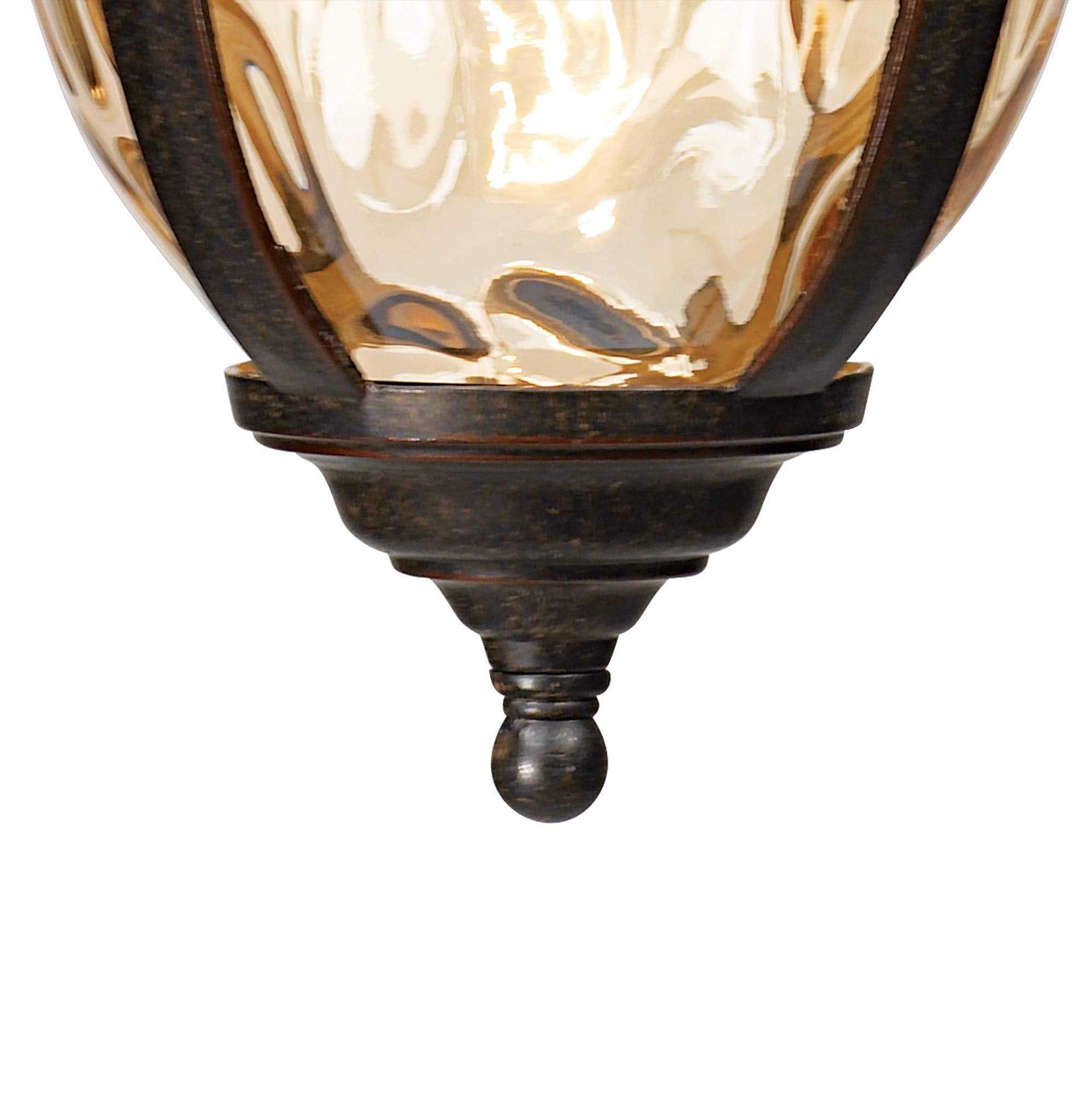John Timberland Outdoor Ceiling Light, 18 Inch, Bronze, Damp Rated, Model 40379, Champagne Hammered Glass for Porch, Patio, Garden